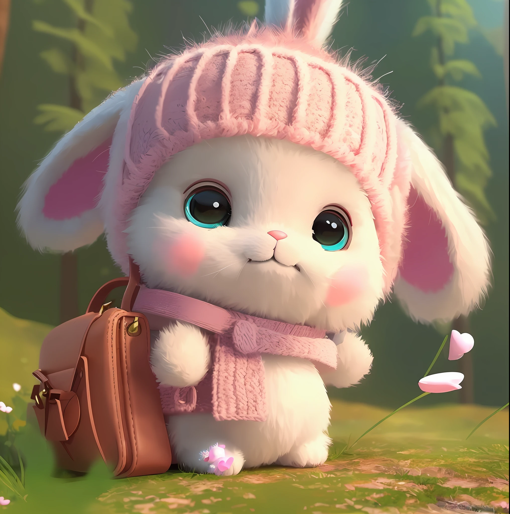 a close up of a cartoon bunny with a handbag and a hat, adorable digital painting, cute digital art, cute anthropomorphic bunny, cute cartoon character, cute detailed digital art, cute character, cute 3 d render, cute adorable, cute and adorable, cute and lovely, adorably cute, cute animal, lovely and cute, cute cartoon, cute forest creature