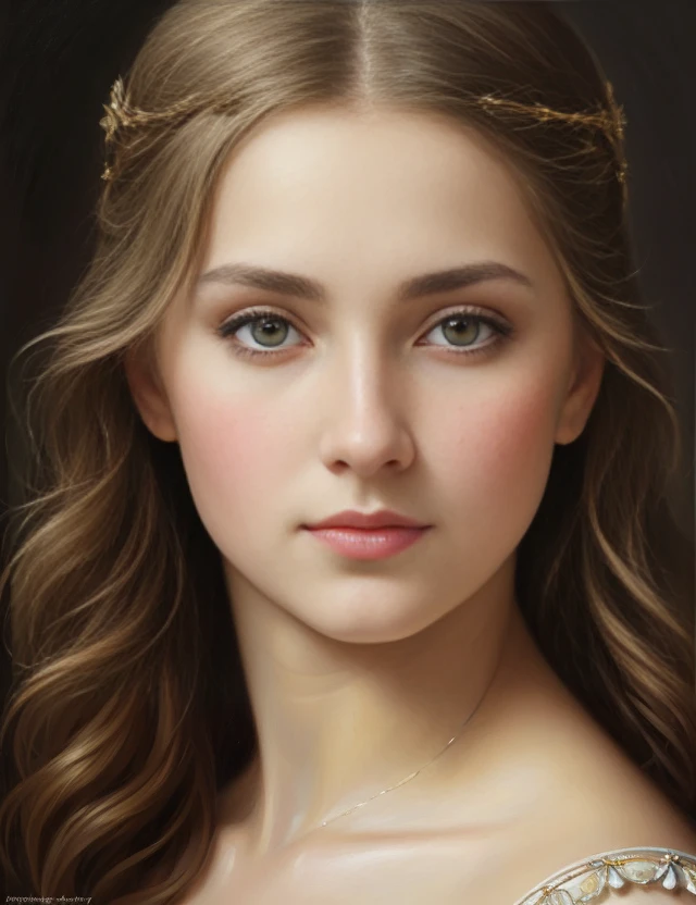 portrait, girl, middle ages, classicism, andrey atroshenko style, painting, traditional media, realistic, detailed symmetric eyes, detailed gorgeous face, figurative, fine art, oil on canvas, HDR, 8K, original character, high resolution, high detail, focus on the face