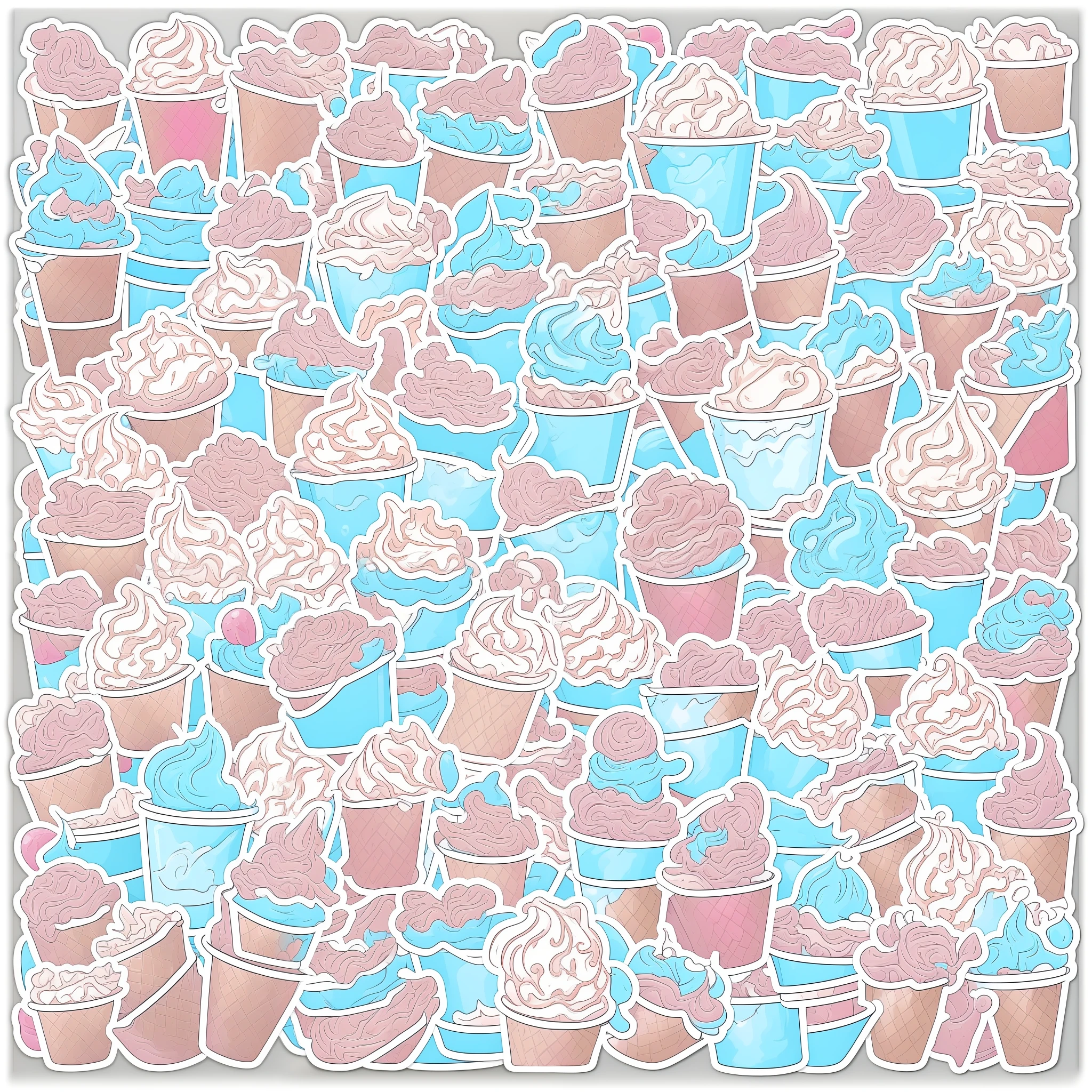sticker, cartoon cute ice cream cup, white background, high quality, HD, cinematic lighting, clip art
