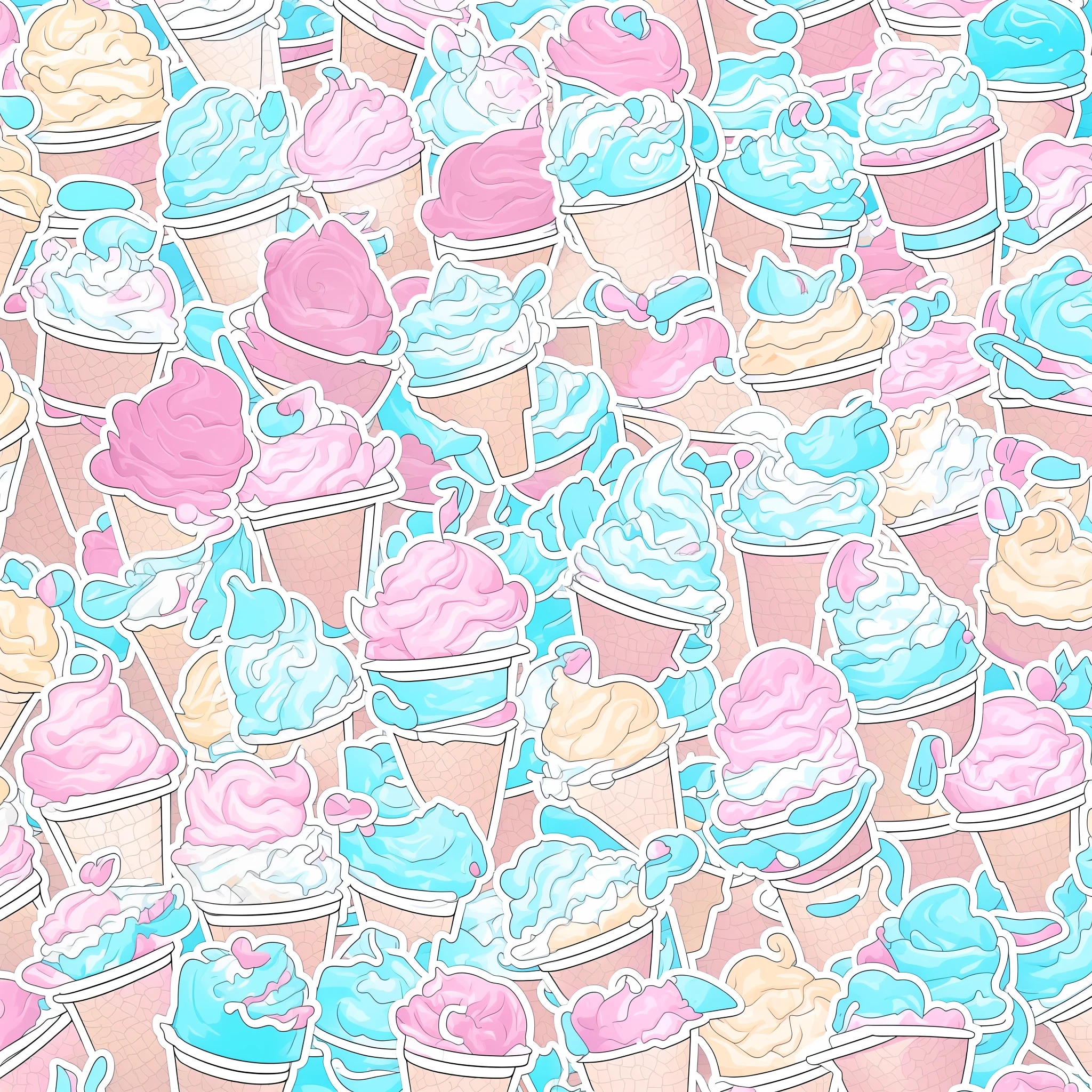 sticker, cartoon cute ice cream cup, white background, high quality, HD, cinematic lighting, clip art