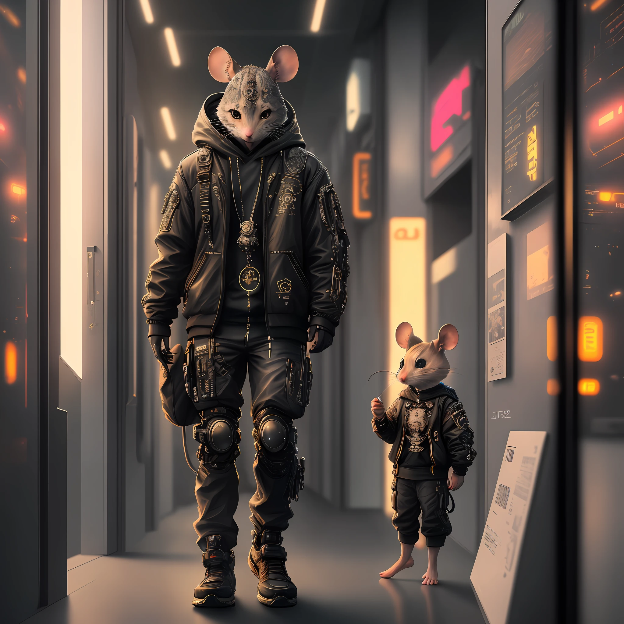 cute mouse, curious++, cyborg+, cyberpunk style, (intricate details)++, hdr, (intricate details)+, (hyperdetailed)+, cinematic shot, frame