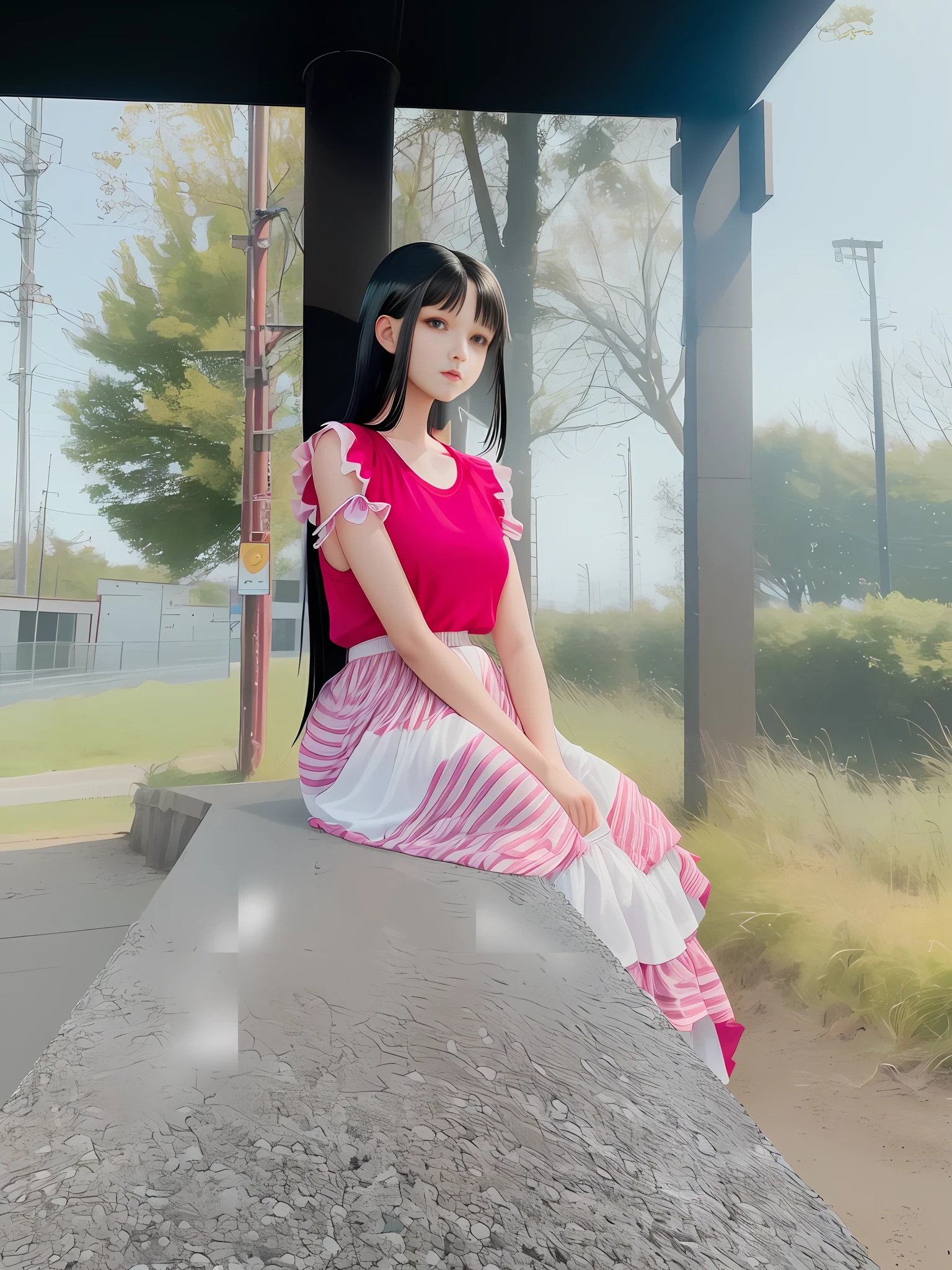 1girl, single person, figure: upper body, front, real, coordinated, wearing clothes. Hair: Black, straight, natural. Eyes: real, lifelike. Face: Realistic, real. Quality: 4K, background: real scene