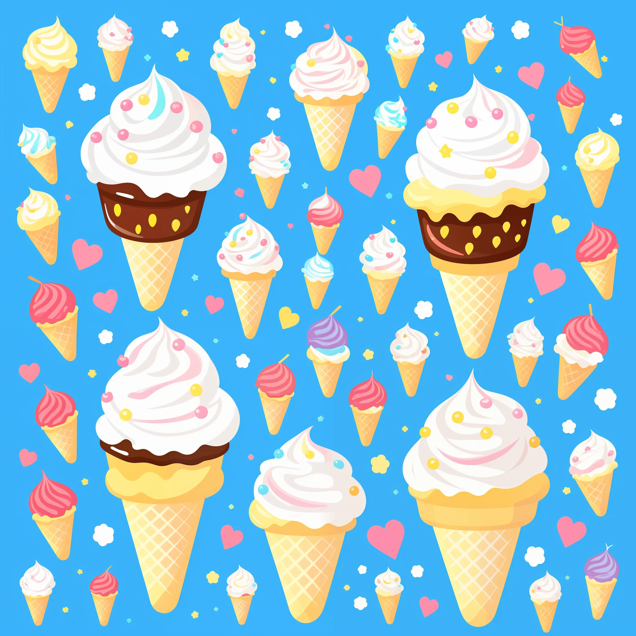 sticker, cartoon cute ice cream sundae, white background, high quality, HD, cinematic lighting, clip art