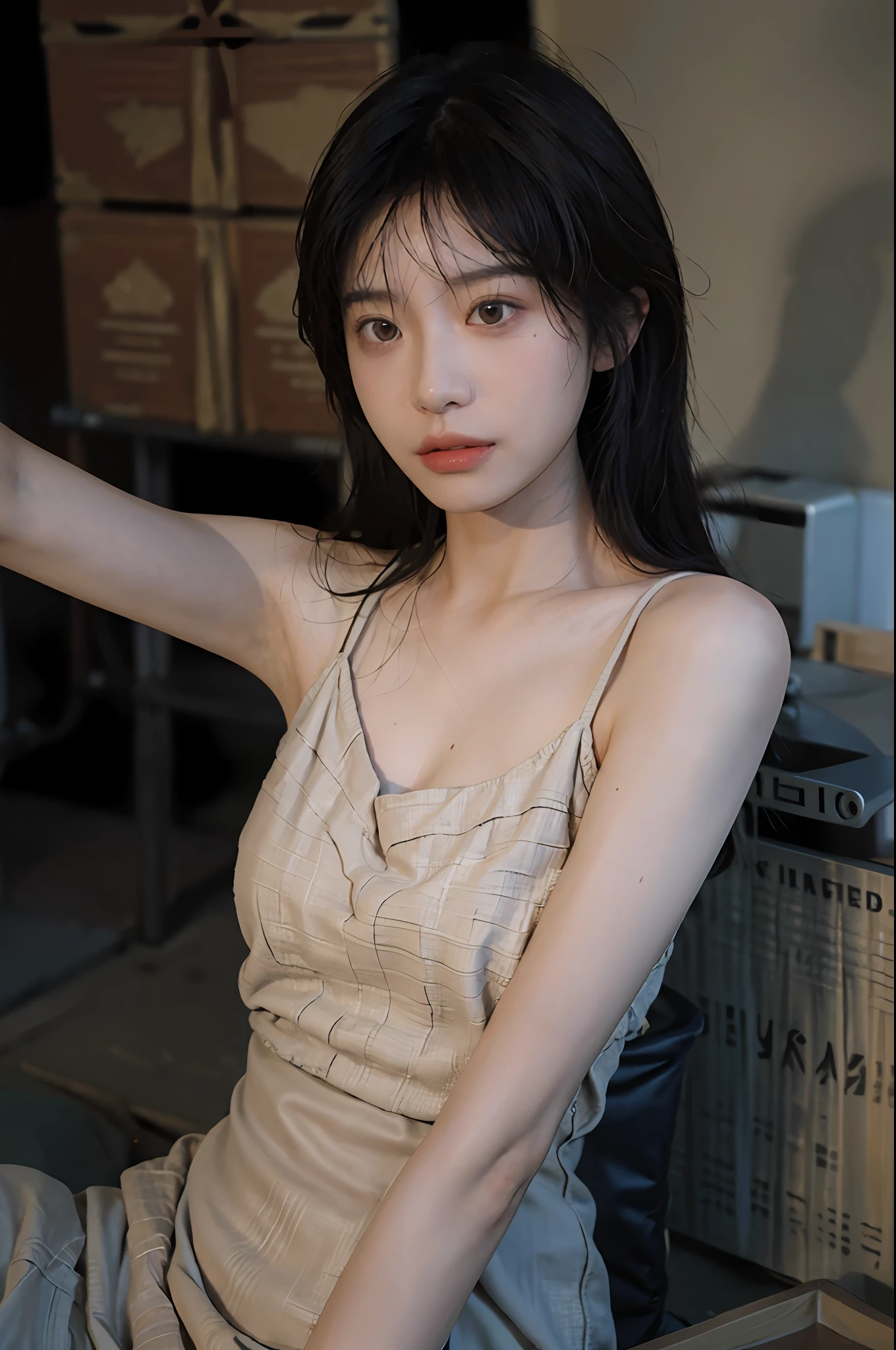 8K,Best quality, masterpiece, ultra high res, (photorealistic:1.4), raw photo, (Authentic skin texture:1.3), (film grain:1.3), (selfie angle),1girl,beautiful detailed eyes and face,masterpiece, best quality,close-up,upper bod,