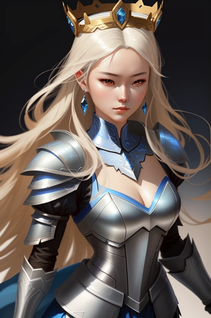 a close up of a woman in a silver and blue dress, chengwei pan on artstation, by Yang J, detailed fantasy art, stunning character art, fanart best artstation, epic exquisite character art, beautiful armor, extremely detailed artgerm, detailed digital anime art, artgerm on artstation pixiv, armor girl