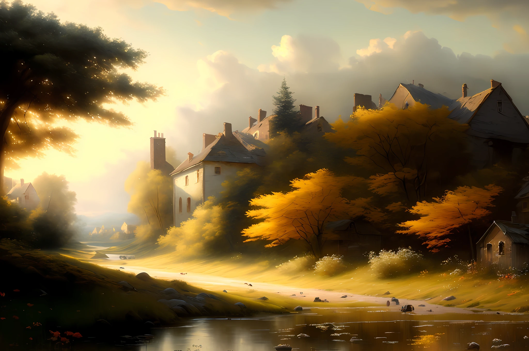 ((realistic painting, oil, 19th century, countryside)), [(rural landscape, horse-drawn cart, sloppy road, sown fields, evening sun)::1.2], ((ultra-detailed)), ((illustration)), ((masterpiece)),((best quality)),HD,16K,Unreal engine,rendered in octane,tilt-shift,Rembrandt Lighting, art by Ivan Shishkin and Fyodor Vasilyev and Alexey Venetsianov