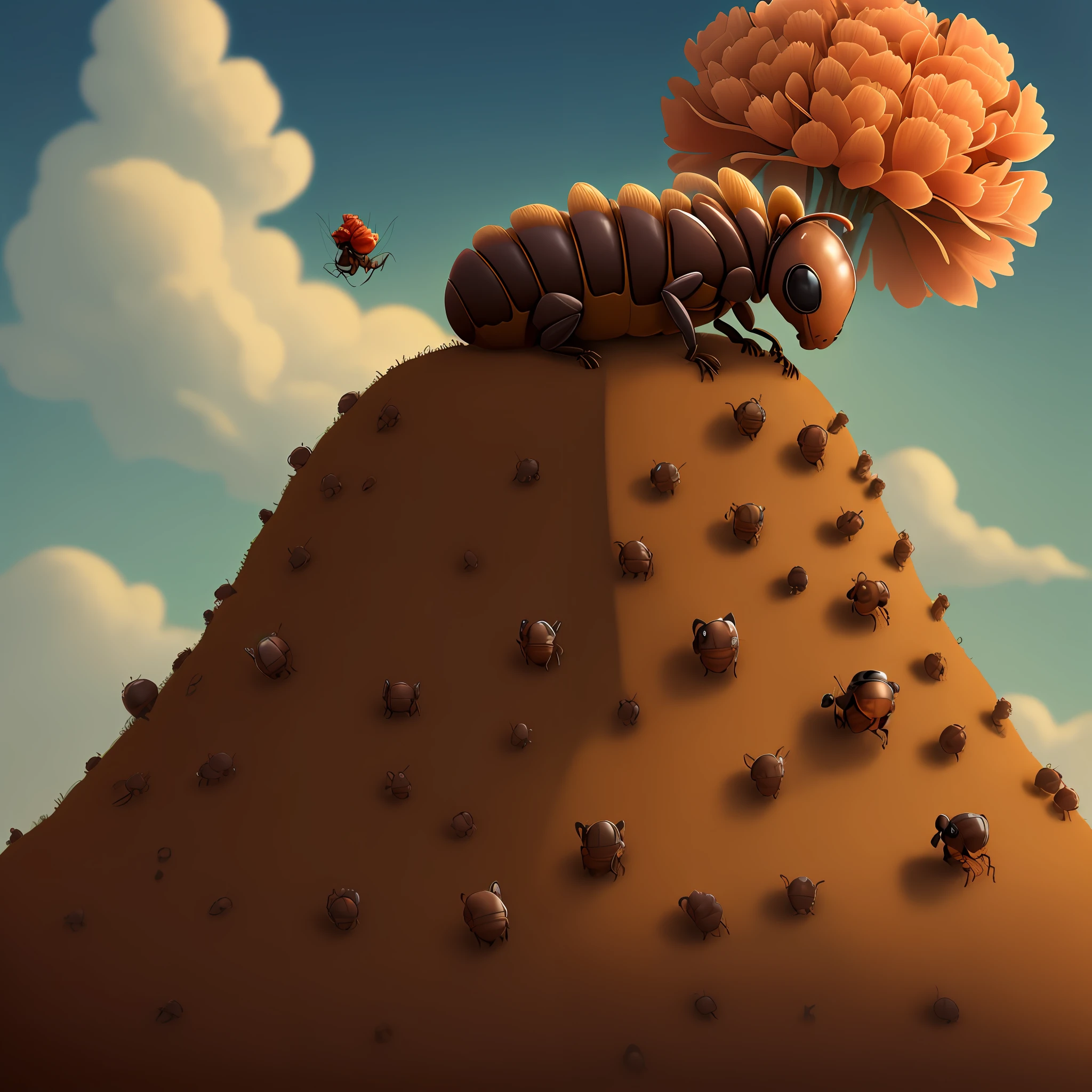 🌹💐 🐜 anthill, on the top