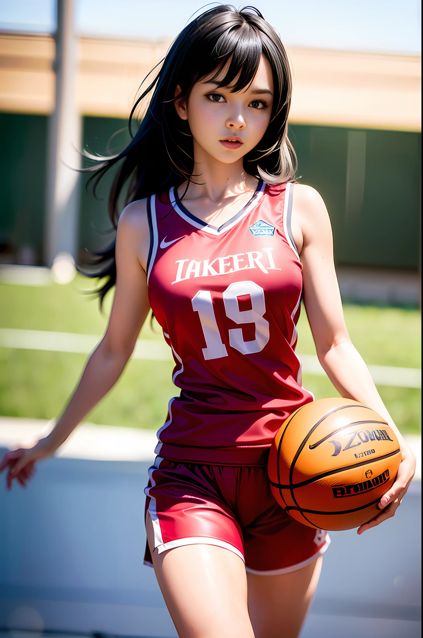 (8k, best quality, masterpiece:1.2), (realistic, photo-realistic:1.37), ultra-detailed,best quality, ultra high res, professional lighting, photon mapping, radiosity, physically-based rendering, cinematic lighting, basketball court,depth of field, sharp focus,sunbeam, good composition,(bokeh:1.2) 1girl,solo,(full body), (closed mouth),beautiful detailed eyes, pose, narrow waist,basketball uniform, black hair,messy hair,long hair floating in wind,(ulzzang-6500:1.2)
mix4, hiqcgbody