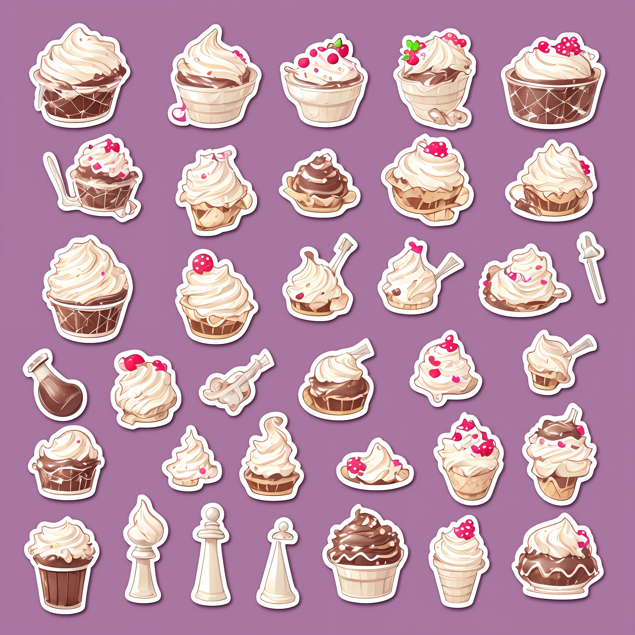 (sticker A delicious chocolate ice cream sundae with sprinkles), stickers, adorable, lovely, whimsical, 3D vector art, cute and quirky, fantasy art, watercolor effect, bokeh, Adobe Illustrator, hand-drawn, digital painting, low-poly, low-lighting, isometric style, retro aesthetic, character-focused, 4K resolution, photorealistic rendering, character-focused and chess pieces, using Cinema 4D