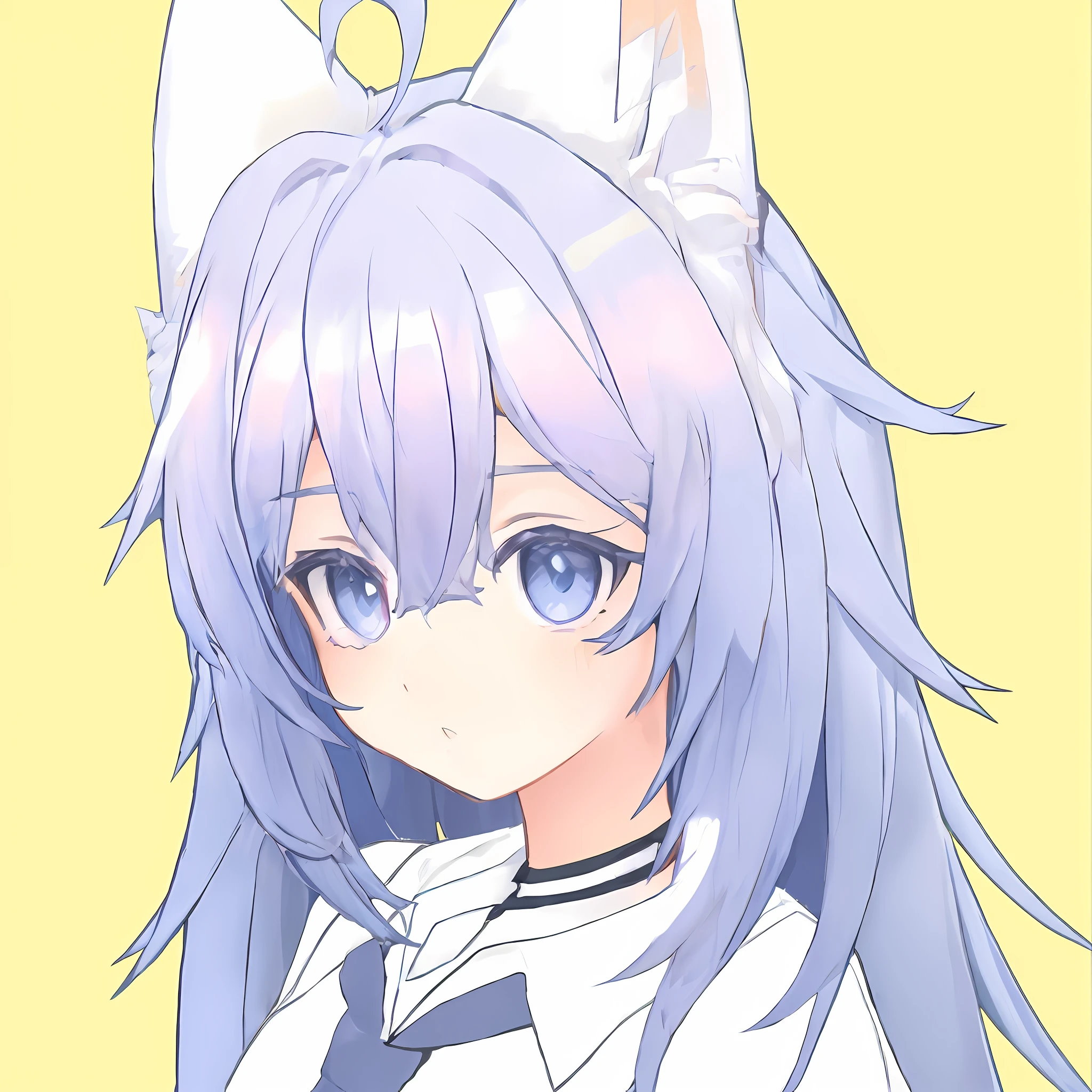anime girl with long hair and blue eyes wearing a white shirt, anime girl with cat ears, anime moe artstyle, cute anime catgirl, girl with cat ears, anime catgirl, holo is a wolf girl, girl with fox ears, wolf ears, white cat girl, anime visual of a cute girl, beautiful anime catgirl, white fox ears