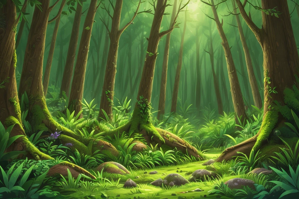 background with a dense forest