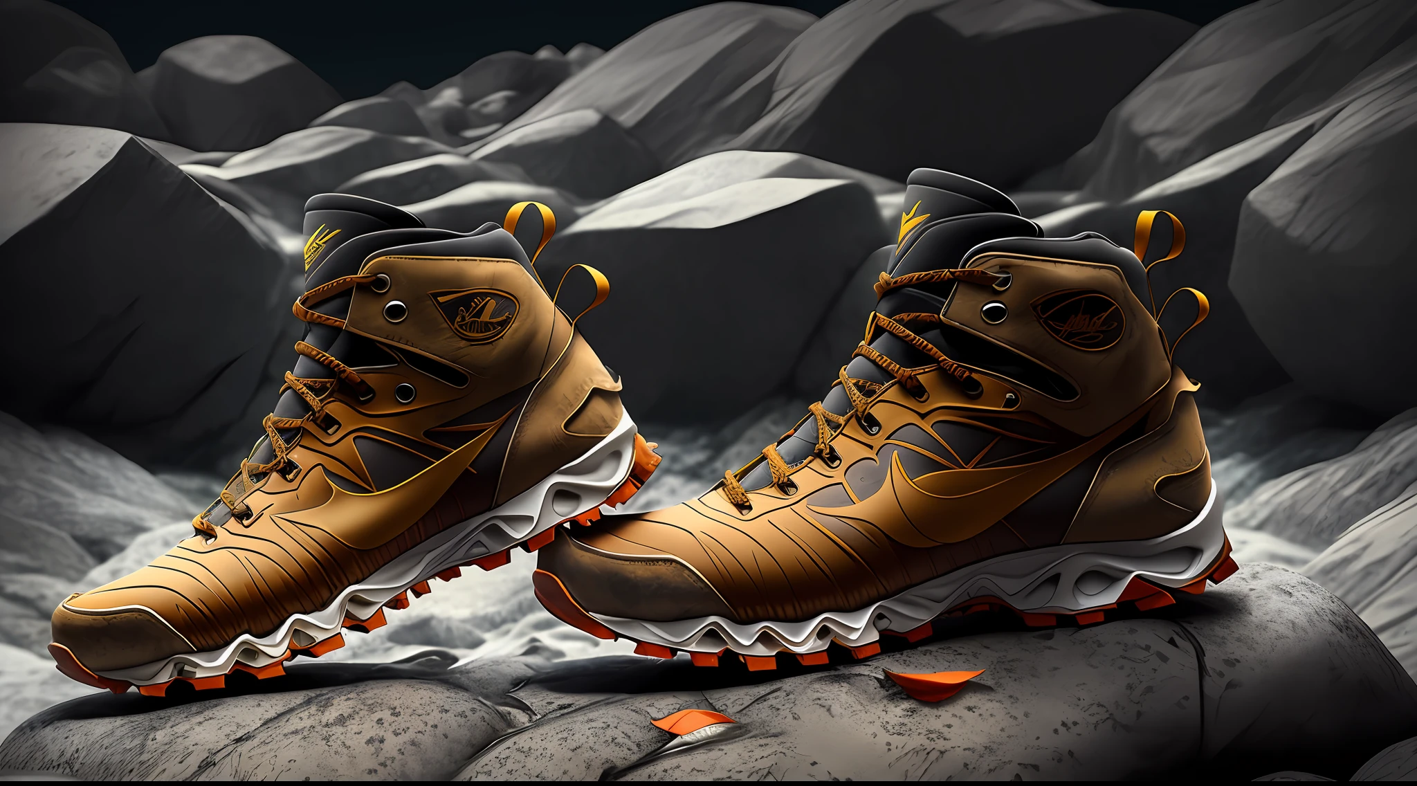 men's sneakers, modern design, for mountaineering, right foot and left foot, do not use famous brand, do not use logo, do not use text
