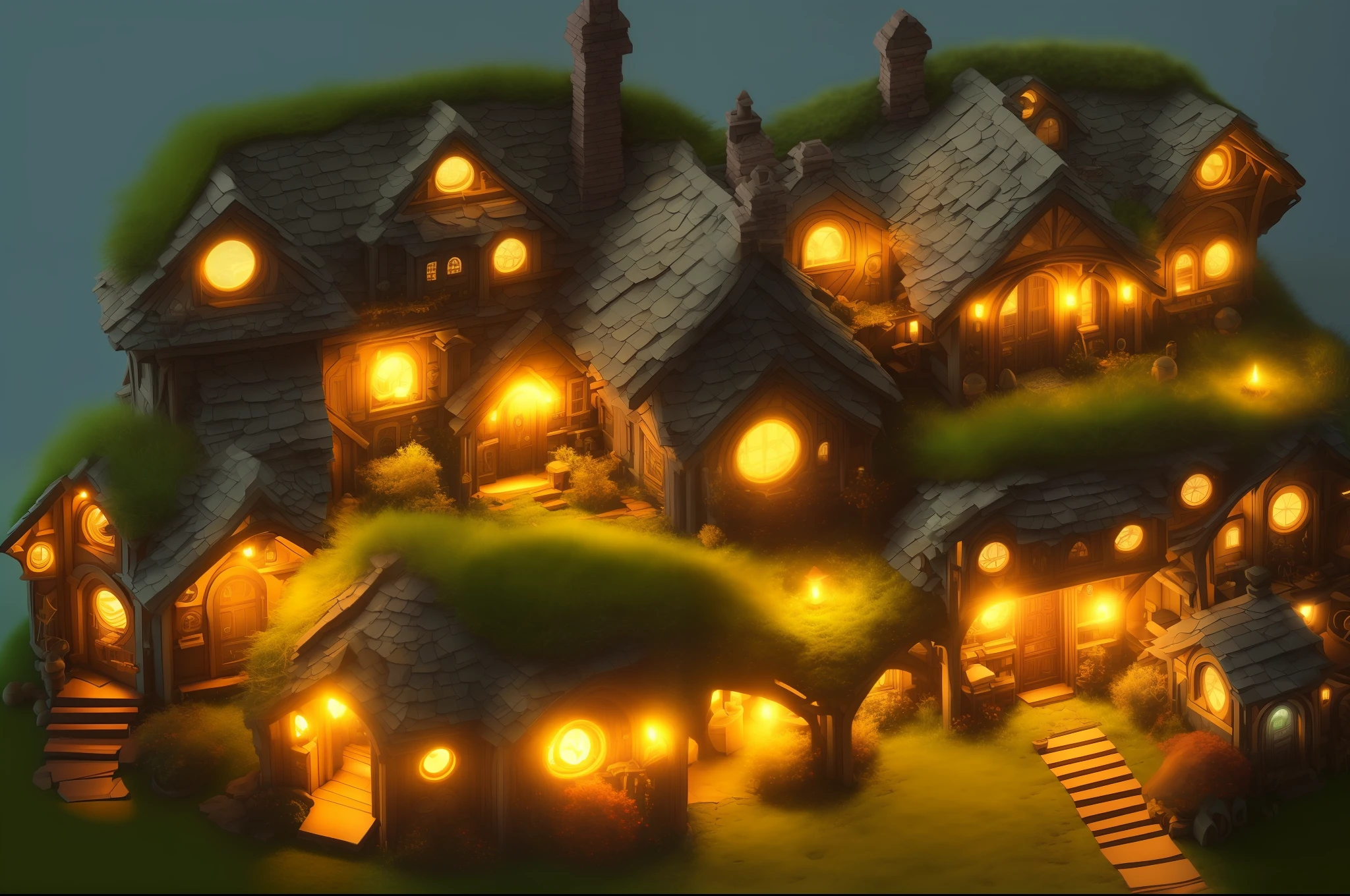 duskametrik hobbit house lord of the rings incredibly detailed background bokeh rim lighting duskametrik