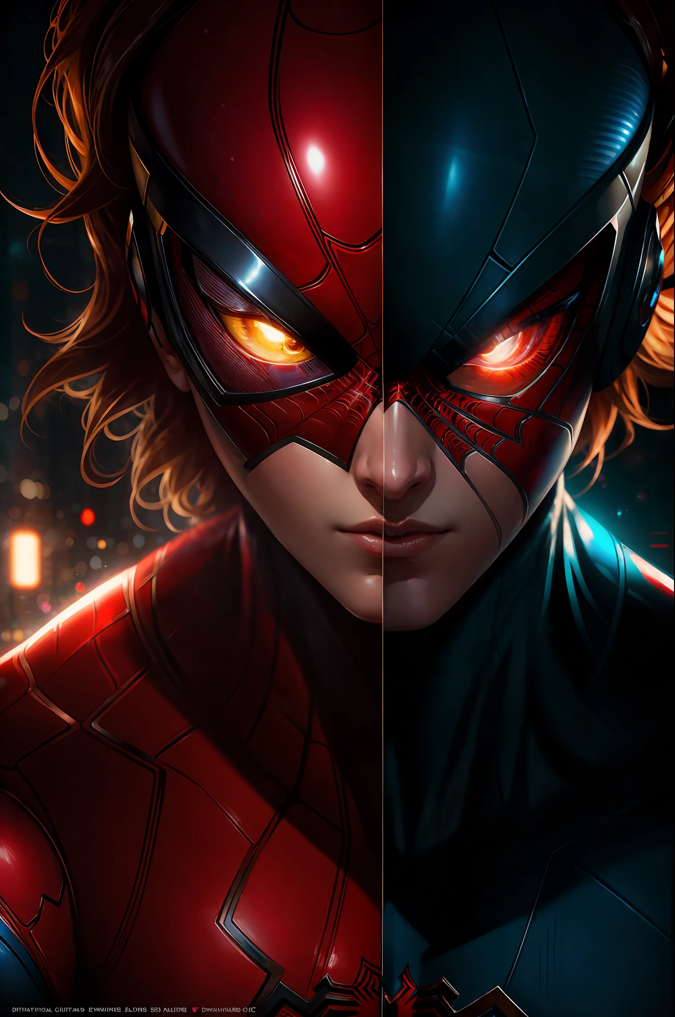 (Award Winning Digital Artwork:1.3) of (Sketch:1.3),(Energetic:1.3) Spidey, EmmaRob,CGSociety,ArtStation,(Saturated:1.3),(close portrait:1.3),(Feminine:1.4),(beautiful:1.4),(attractive:1.3),handsome,calendar pose,perfectly detailed eyes,studio lighting,thematic background