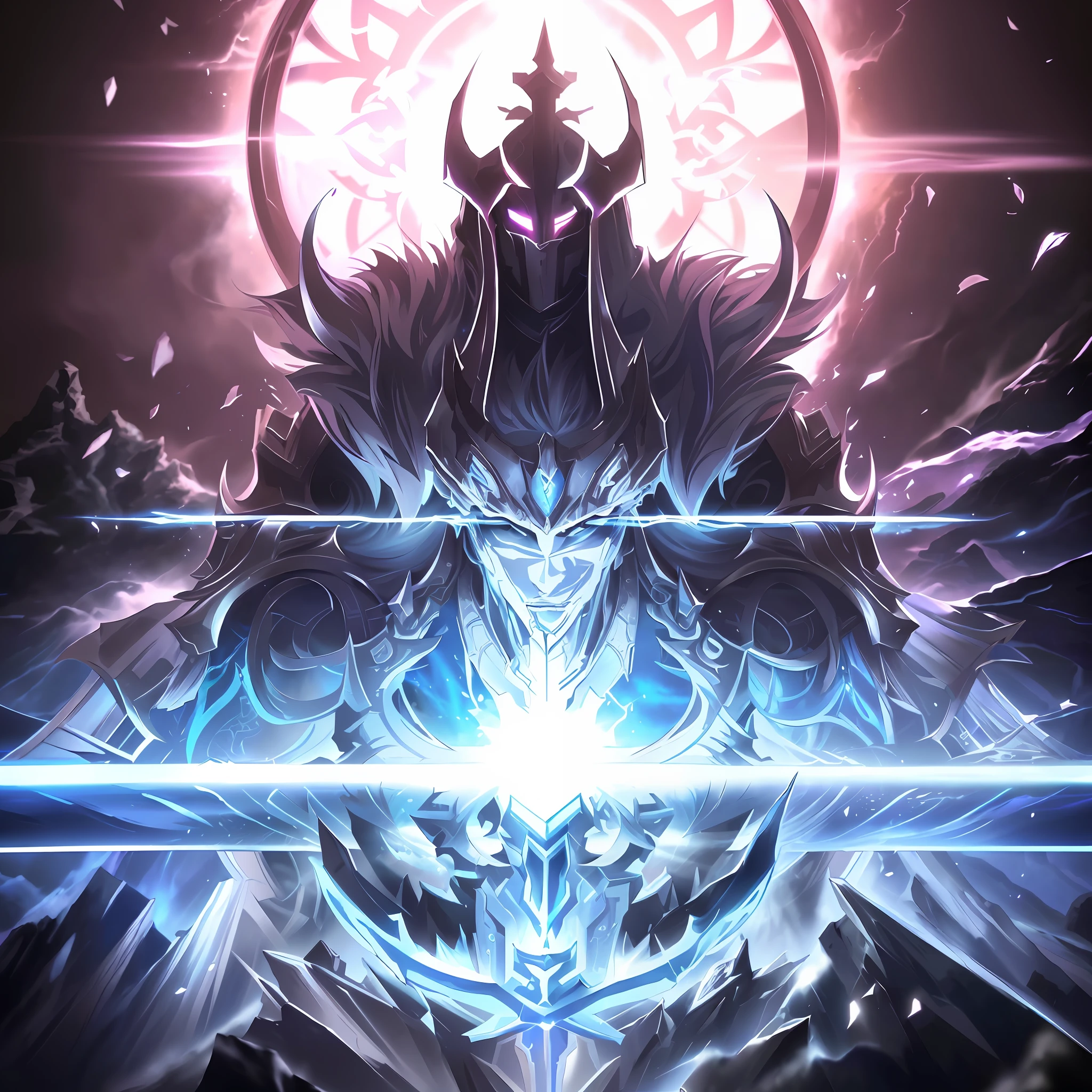 anime, a man with a sword and a glowing halo, epic fantasy digital art style, official splash art, arcane art style, iconic character splash art, character splash art, 8 k hd wallpaperjpeg artifact, 8k hd wallpaperjpeg artifact, high detailed official artwork, epic fantasy art style, painted in the style arcane