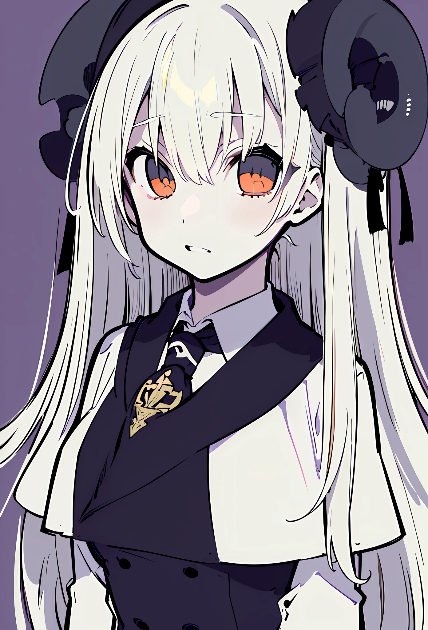 (((in the style of Tanya the Devil))), (((masterpiece, illustration, strong outlines, sharp focus, 8k)), monochrome, chiaroscuro, (simple background, transparent background, exotic simple background), a japanese girl, suit, black jacket, white shirt, black necktie, serious face, (shaded face:1.3), hair between eyes, (crazy eyes:1.5), white hair, french braid, short hair, high contrast, sharp focus, impressionism