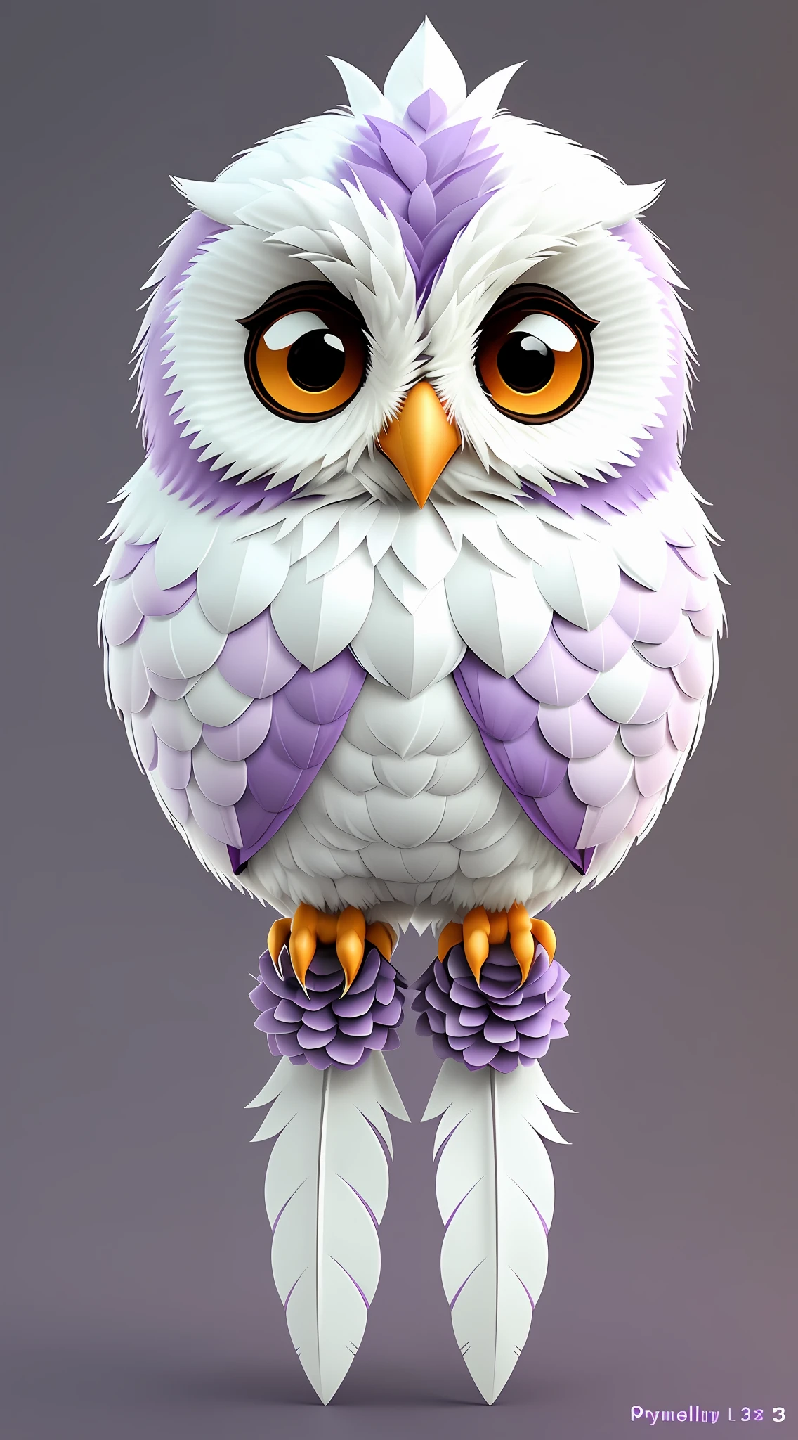 purple and white owl with white feathers on its head, cute 3 d render, adorable digital painting, cute detailed digital art, 3 d render stylized, stylized 3d render, stylized 3 d, stylized as a 3d render, colored zbrush render, smooth 3d cg render, cute digital art, cute owl, super detailed render