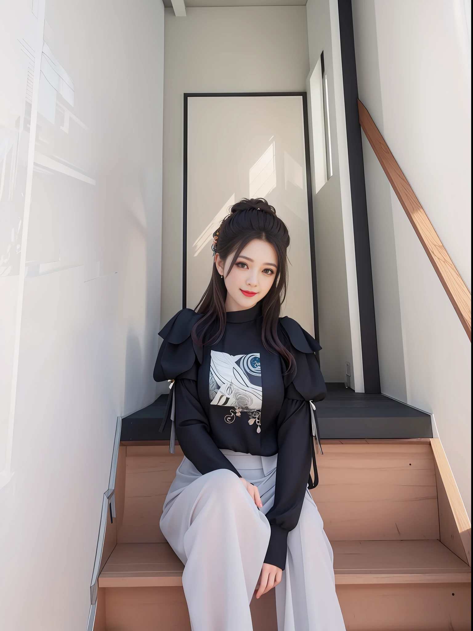 (Realistic:1.5),(raw photo:1.4), (photorealistic:1.3),(masterpiece), best quality, highest quality, extremely detailed CG unity 8k wallpaper, detailed and intricate, original,highres, [:(detailed face:1.2):0.2],film grain, Fujifilm XT3, (high detailed skin:0.9), 8k,(ulzzang-6500:0.9), balcony, show by rock!!, light smile, cleavage, detailed gradient background, full body, sunlight,slim body,beautiful dress,