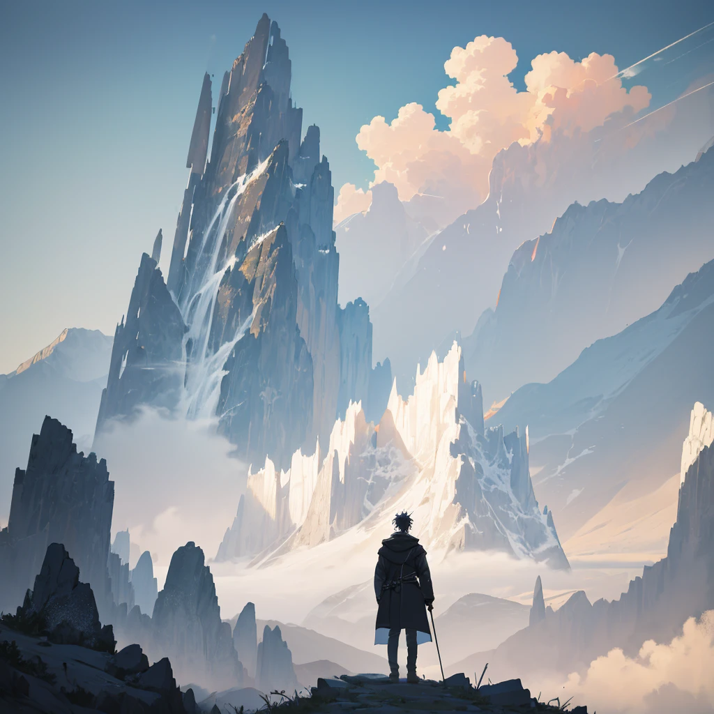 In the picture, a poet seems to be contemplating, his brows slightly wrinkled and his gaze solemn. Behind him, there is a vast landscape, with towering peaks, clouds and mist, and majestic. In the distant sky, the sun is rising, shining brightly, as if to herald that the opening of this poem will shine like the sun, cutting through the sky.
Below the picture, there is a text, the opening of the poem, scrawled in font, but full of power and rhythm