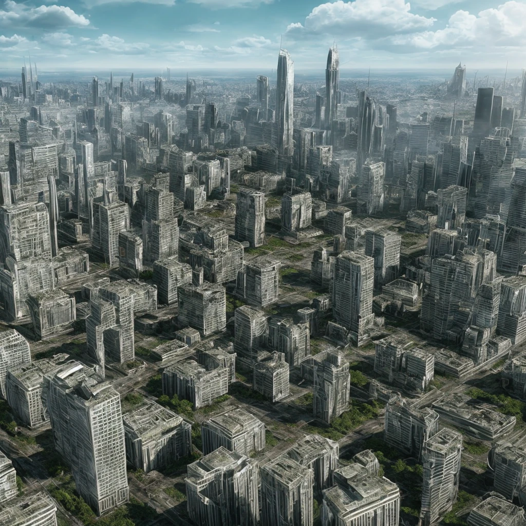 Ultra real, ultra detailed, best quality possible, 32k, uhd, zombie attack on a city destroyed because of time