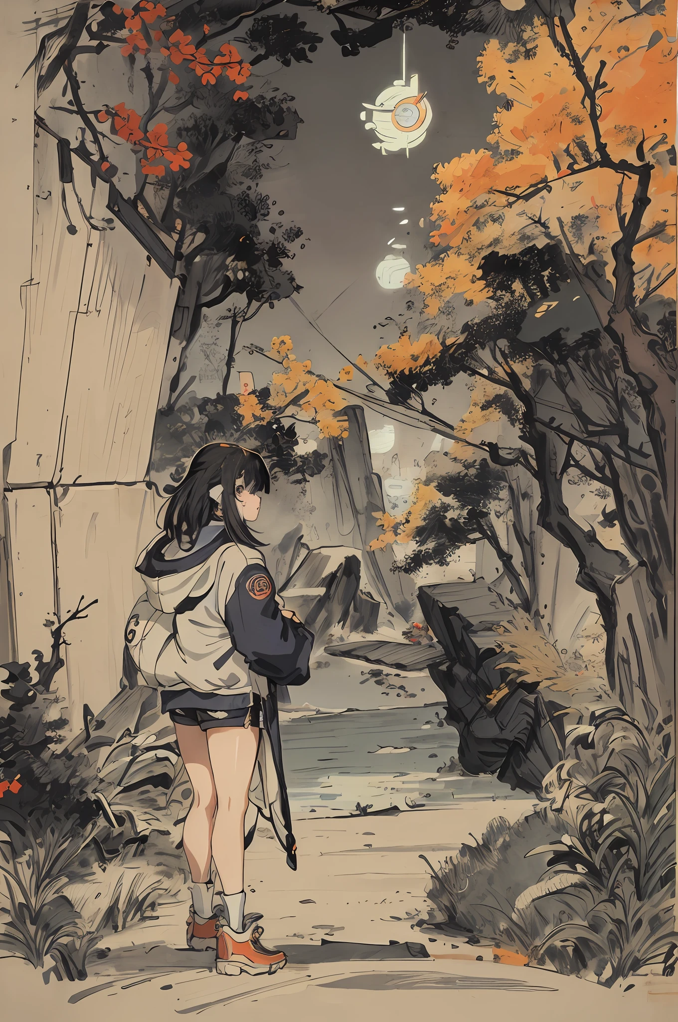 anime girl in short shorts and jacket standing next to giant robot, artwork in the style of guweiz, cyberpunk anime girl mech, trending on cgstation, guweiz, by Russell Dongjun Lu, digital cyberpunk anime art, ross tran 8 k, guweiz on artstation pixiv, girl in mecha cyber armor