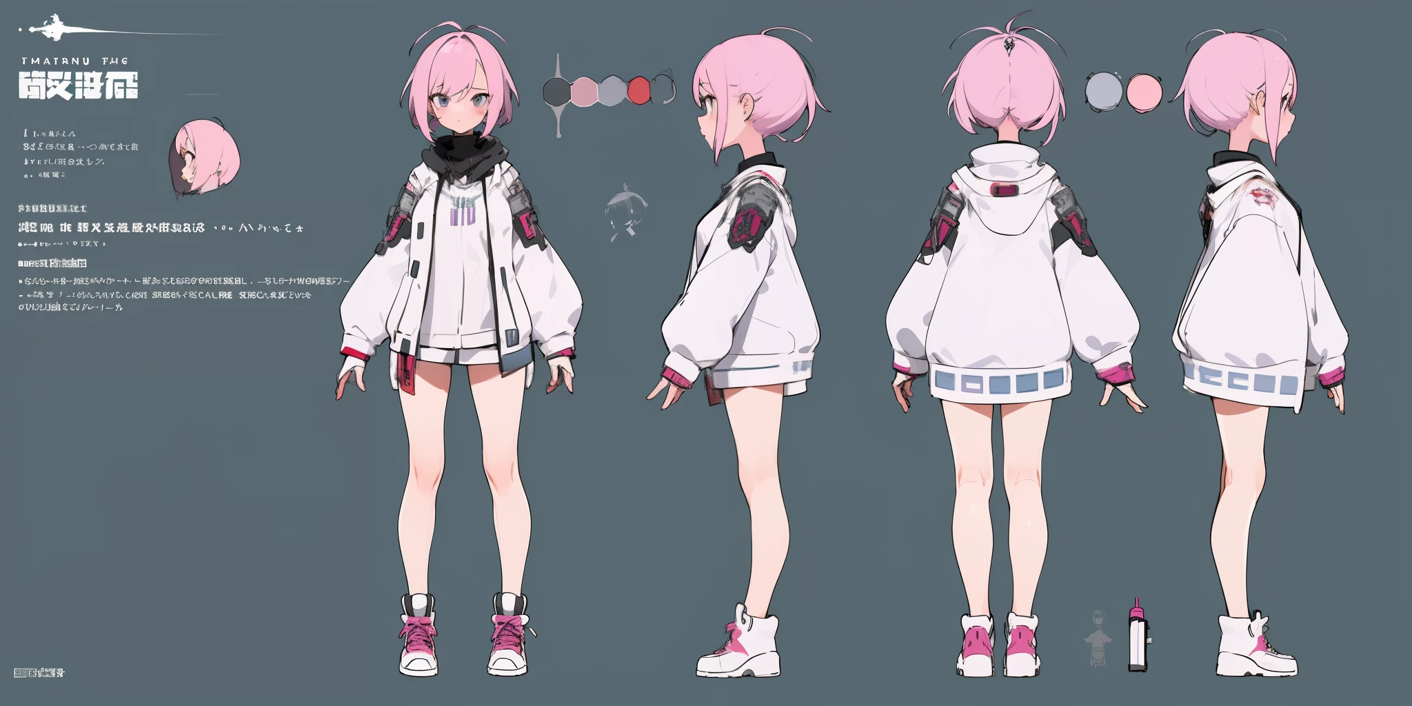 ****ung girl, character sheet, concept art, full body, (masterpiece:1.2), (best quality:1.3), 1girl, standing, punk