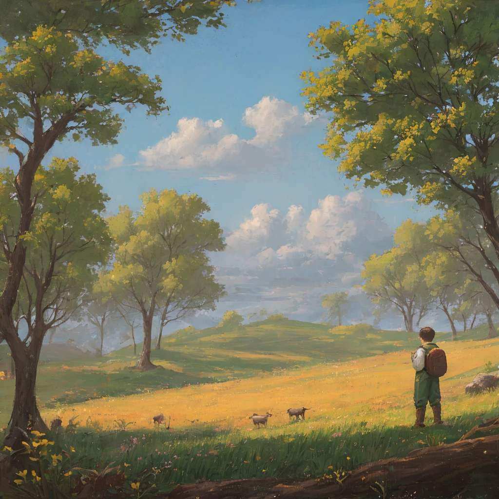 pastoral, 1 boy in distance