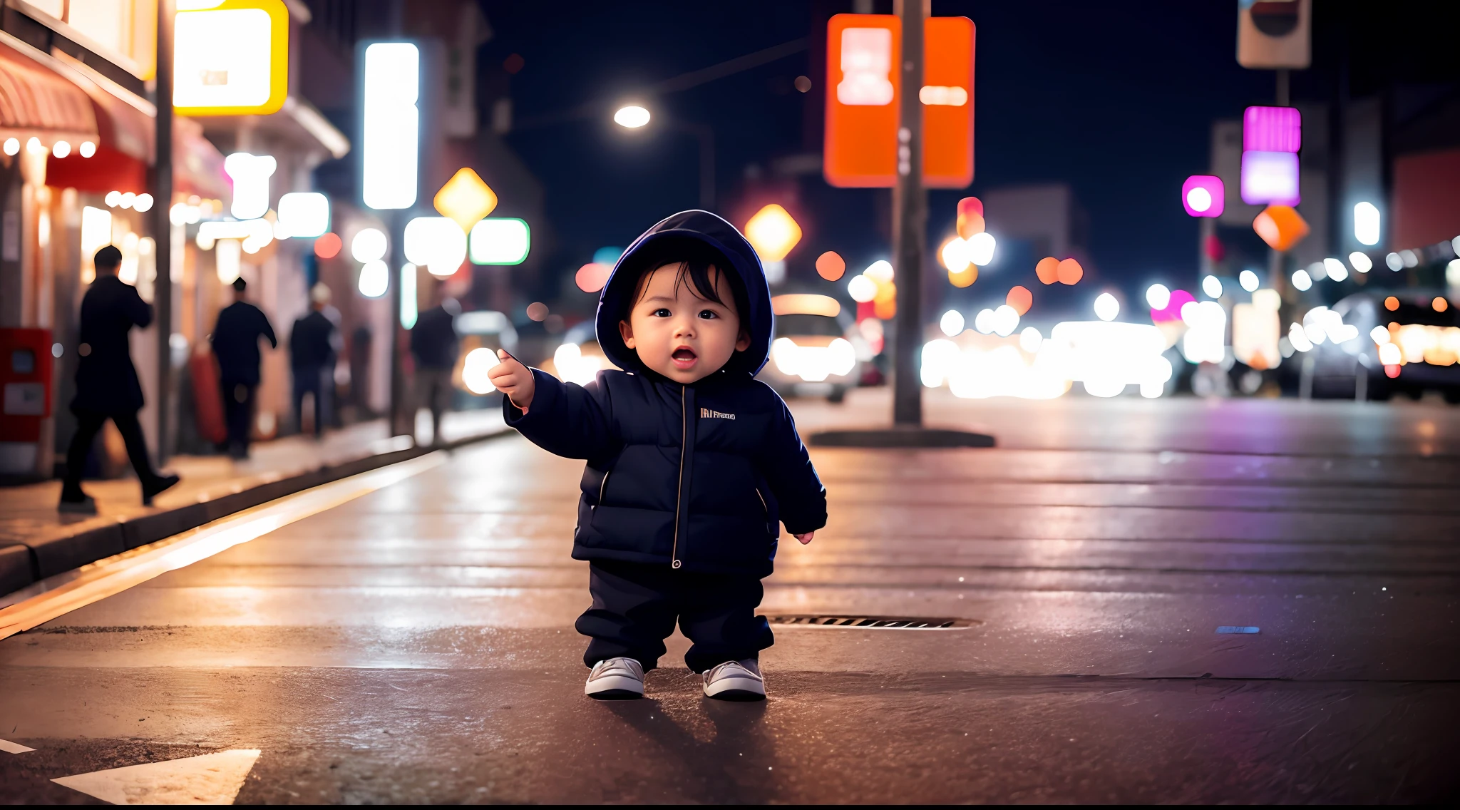 _yodah, at night, on the streets of the city, indifference,