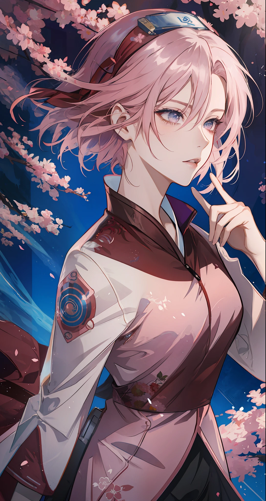 Sakura haruno, seductive, ((forehead the show)), attractive, sexy eyes, red coat with akatsuki clouds, pink hair, delicate, young, short hair, detailed face, high definition, full body, from League of Legends, trend in artstation, by rhads, andreas rocha, rossdraws, makoto shinkai, laurie greasley, lois van baarle, ilya kuvshinov and greg rutkowski