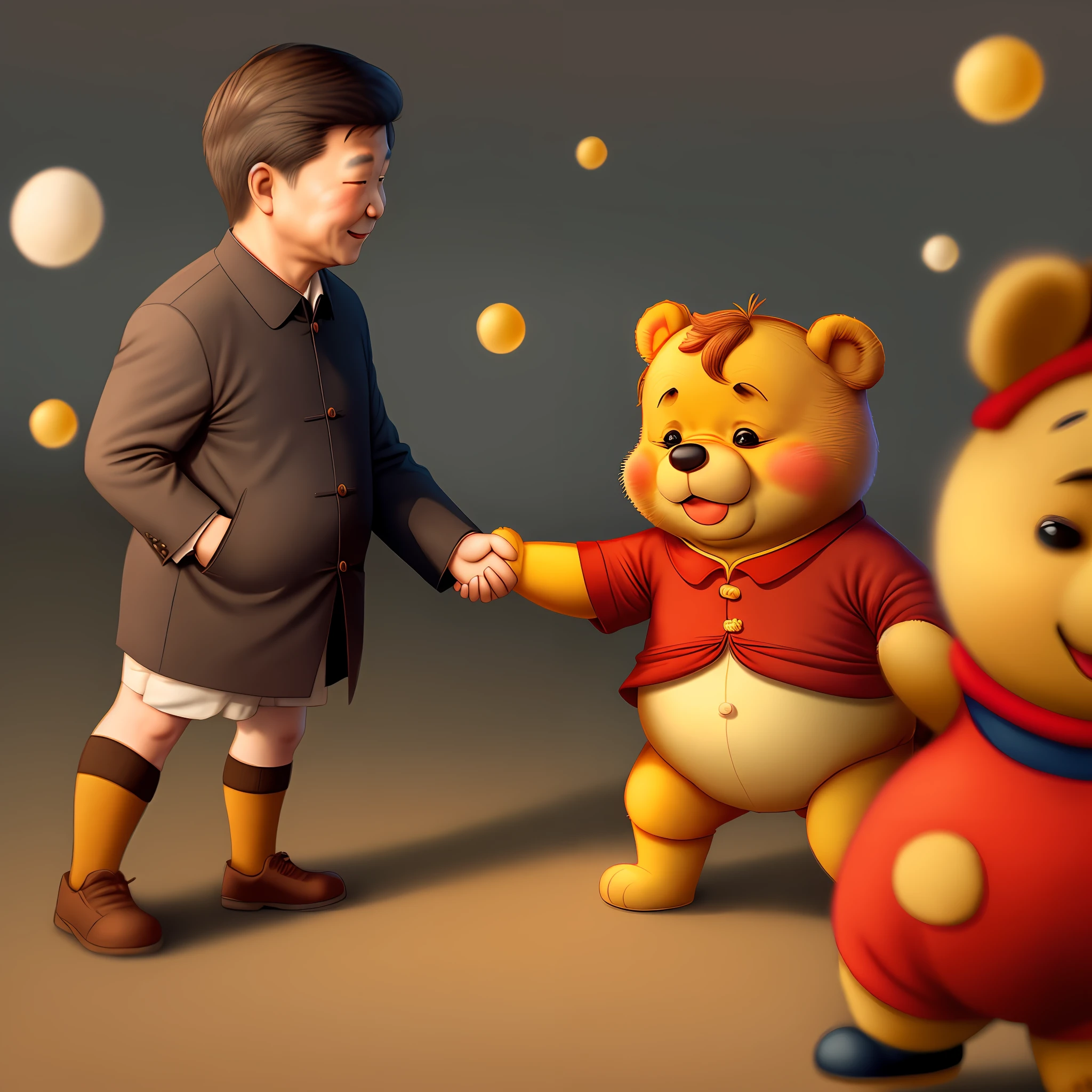 Xi Jinping shaking hands with Winnie the Pooh