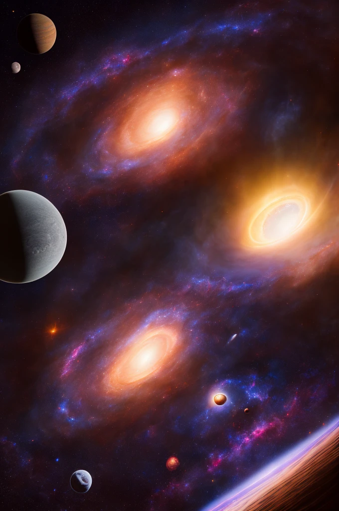 rendering, rembrandt, cgsociety, artstation trends, highly detailed, super realistic, highlighting the black hole in the center of the image represented by a perfect circle completely and very black, universe, cosmos, planets, matter, explosion, light rays, strong colors, colorful, planets, stars, galaxies, nebulae, moons, supernovae, pulsars, super realistic, very detailed, 8k, photo taken by a super powerful telescope