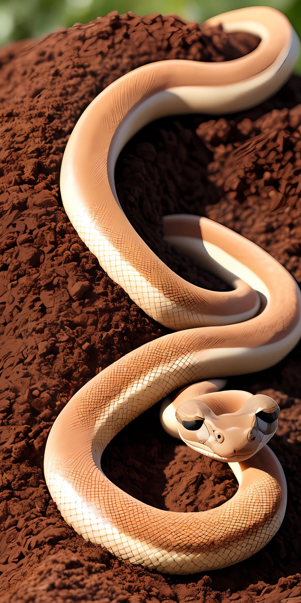 realistic anthill shaped like a snake