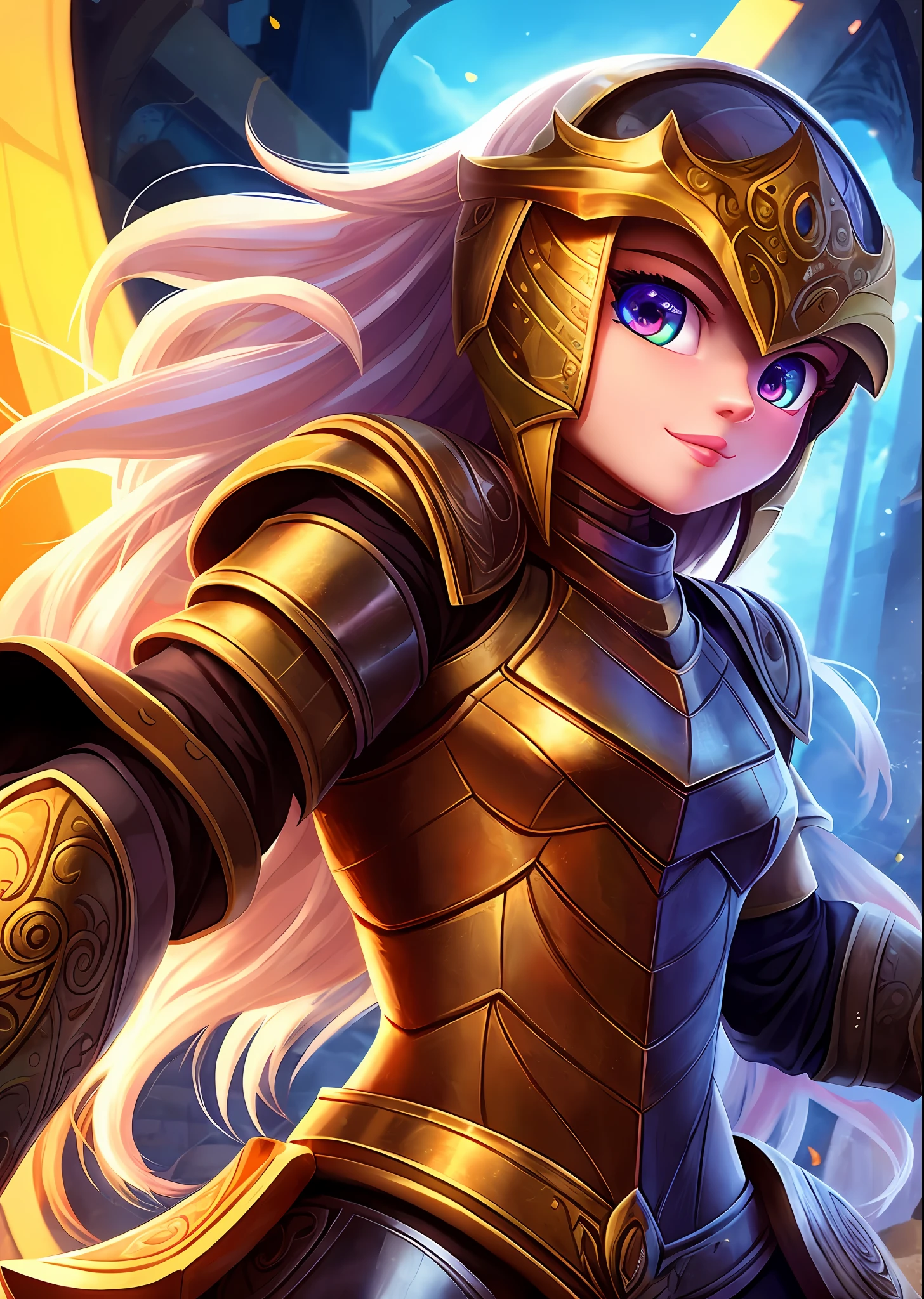 cute preteen furry girl in an armor, dynamic light, ultra detailed, detailed face, facial features details, beautiful details Eyes, very detailed eyes,