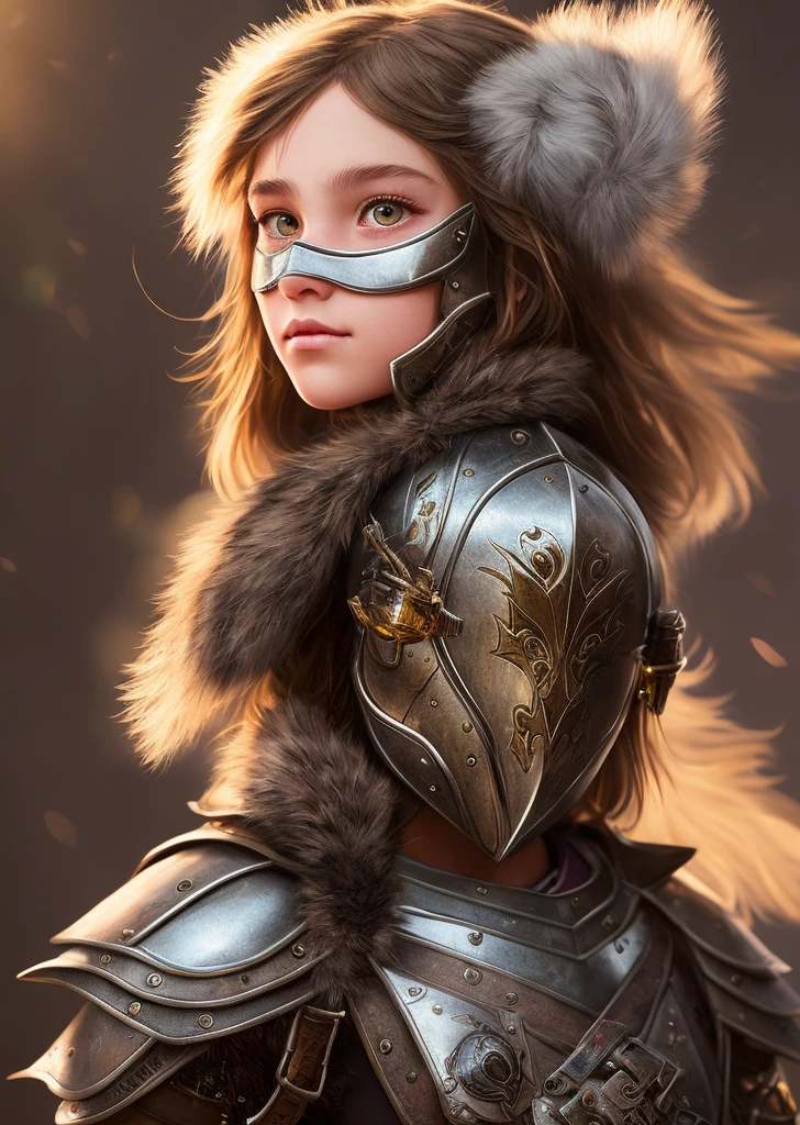 cute preteen furry girl in an armor, dynamic light, ultra detailed, detailed face, facial features details, beautiful details Eyes, very detailed eyes,