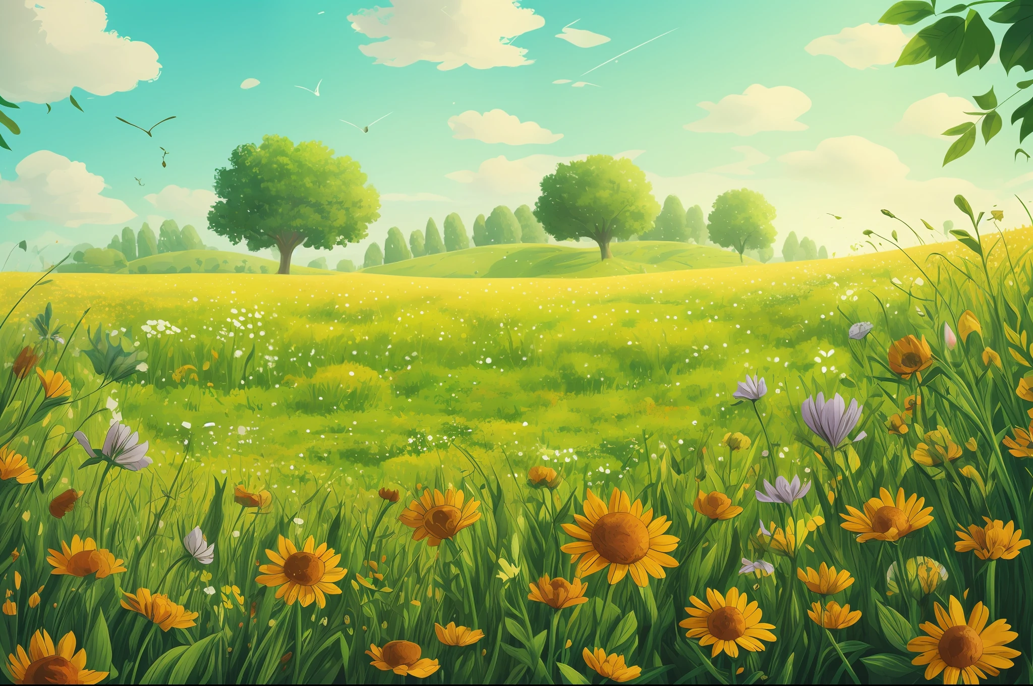 Background with a beautiful field