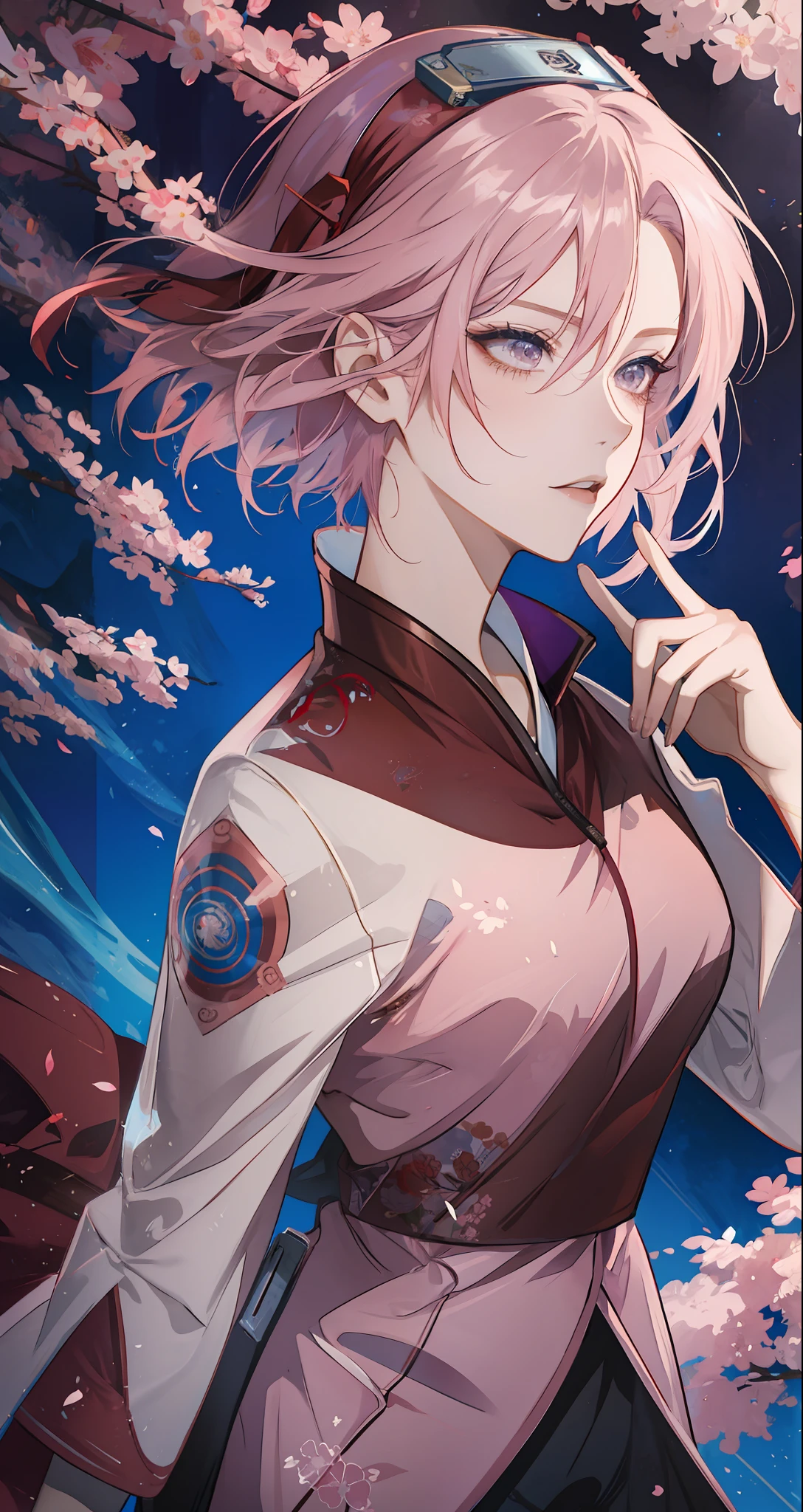 Sakura haruno, seductive, ((forehead the show)), attractive, sexy eyes, red coat with akatsuki clouds, pink hair, delicate, young, short hair, detailed face, high definition, full body, from League of Legends, trend in artstation, by rhads, andreas rocha, rossdraws, makoto shinkai, laurie greasley, lois van baarle, ilya kuvshinov and greg rutkowski
