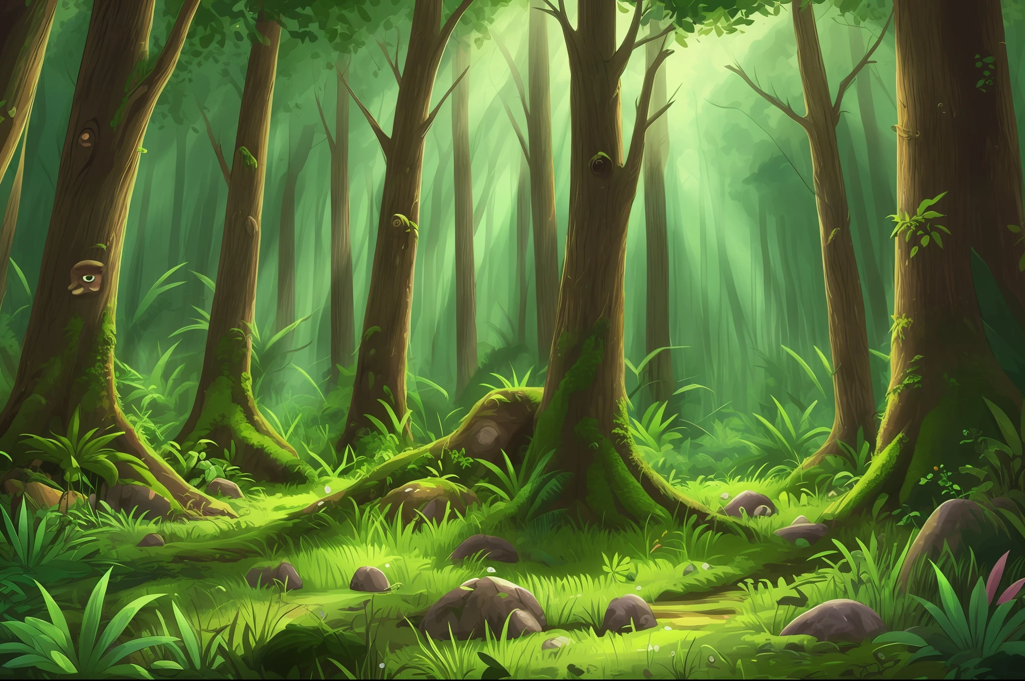 background with a dense forest