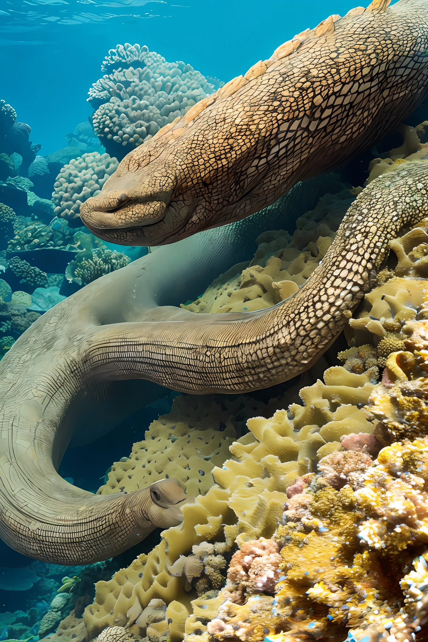 anthill shaped like moray eel coming up from coral bed