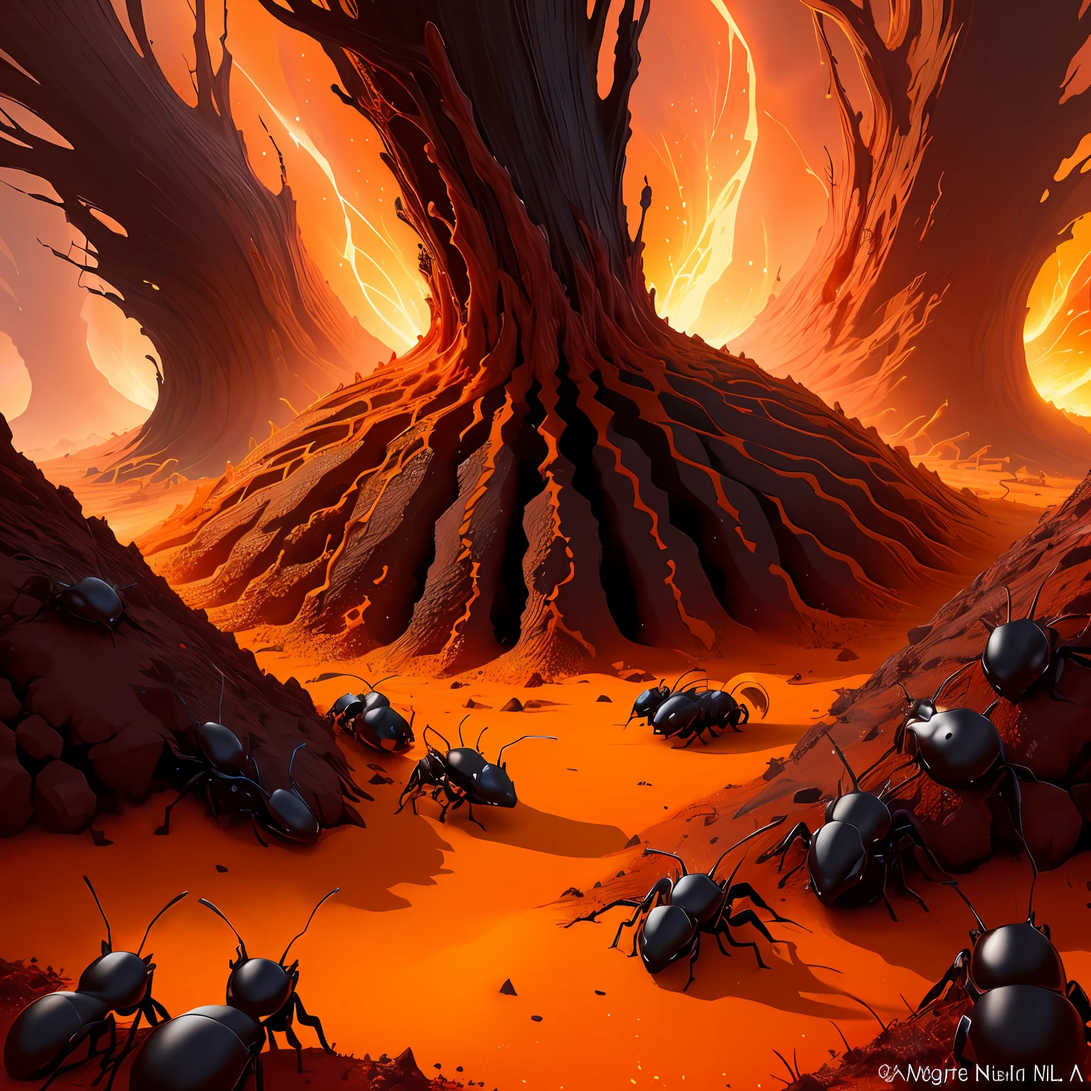 lava ants in anthill