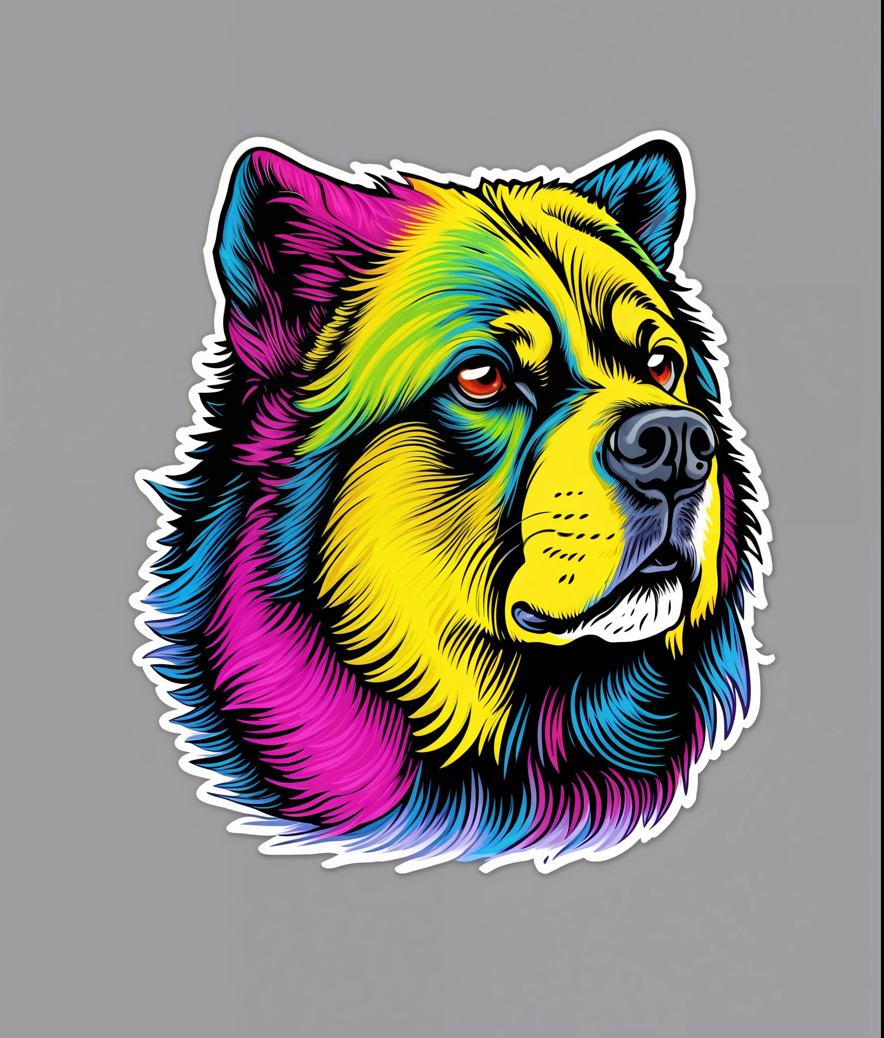 Pibull dog, colorful, vintage style, (T-shirt design), realistic volumetric light of masterpiece