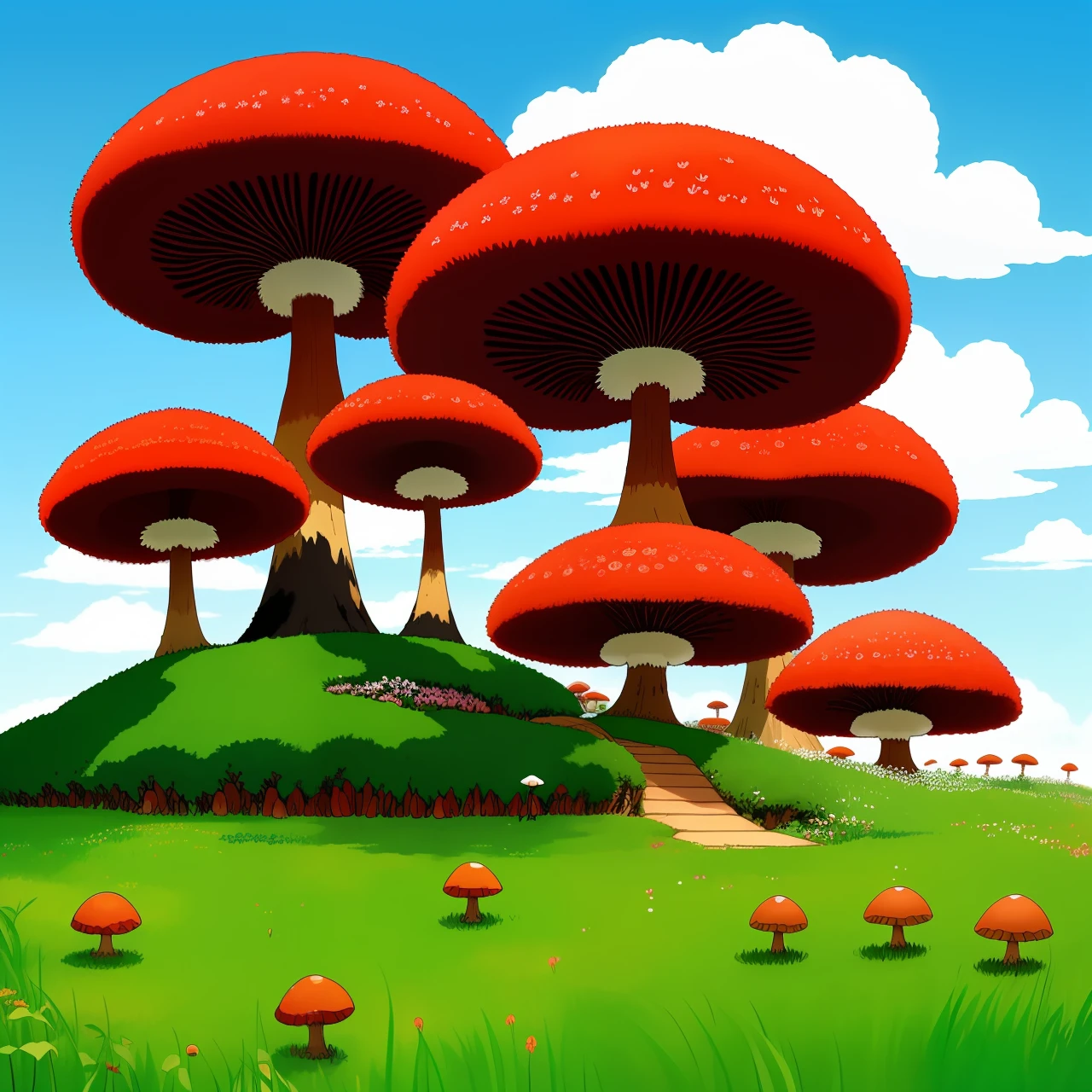anthill red mushroom studio ghibli