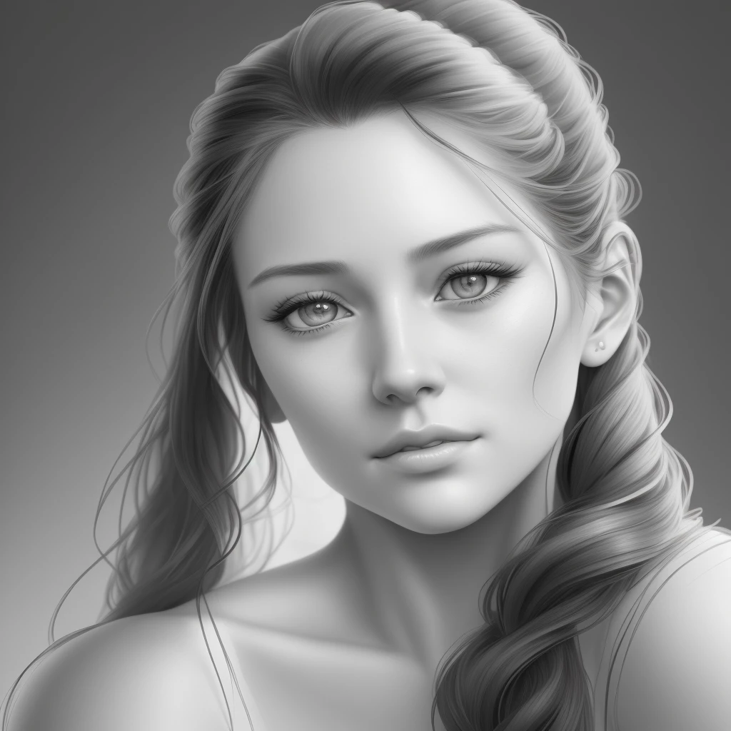 a black and white photo of a woman with long hair, realistic digital drawing, realistic female portrait, realistic detailed face portrait, realistic beautiful face, detailed beauty portrait, detailed beautiful portrait, realistic digital illustration, beautiful realistic face, detailed realistic face, character art portrait, digital illustration portrait, detailed illustration portrait, detailed character portrait, realistic shaded perfect face, realistic detailed face