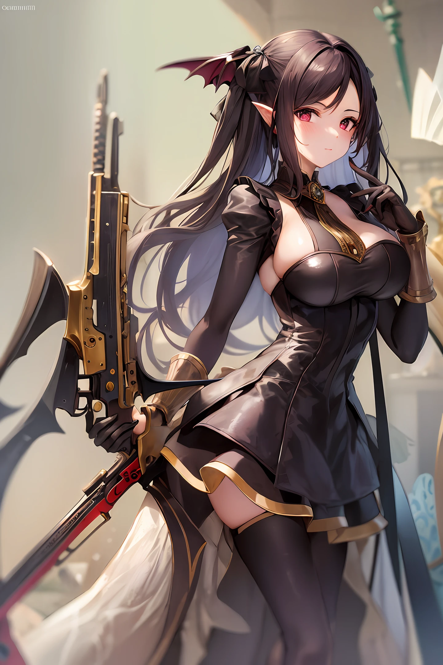 Succubus holding a clockwork rifle