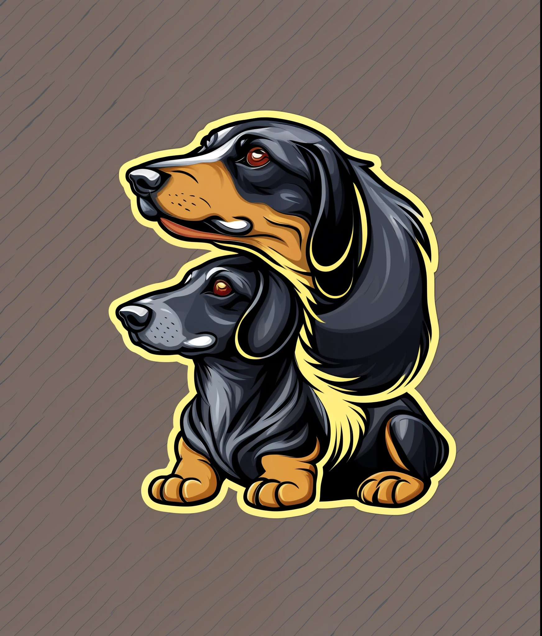 Dachshund breed dog, colorful, vintage style, (t-shirt design), realistic volumetric light of masterpiece
