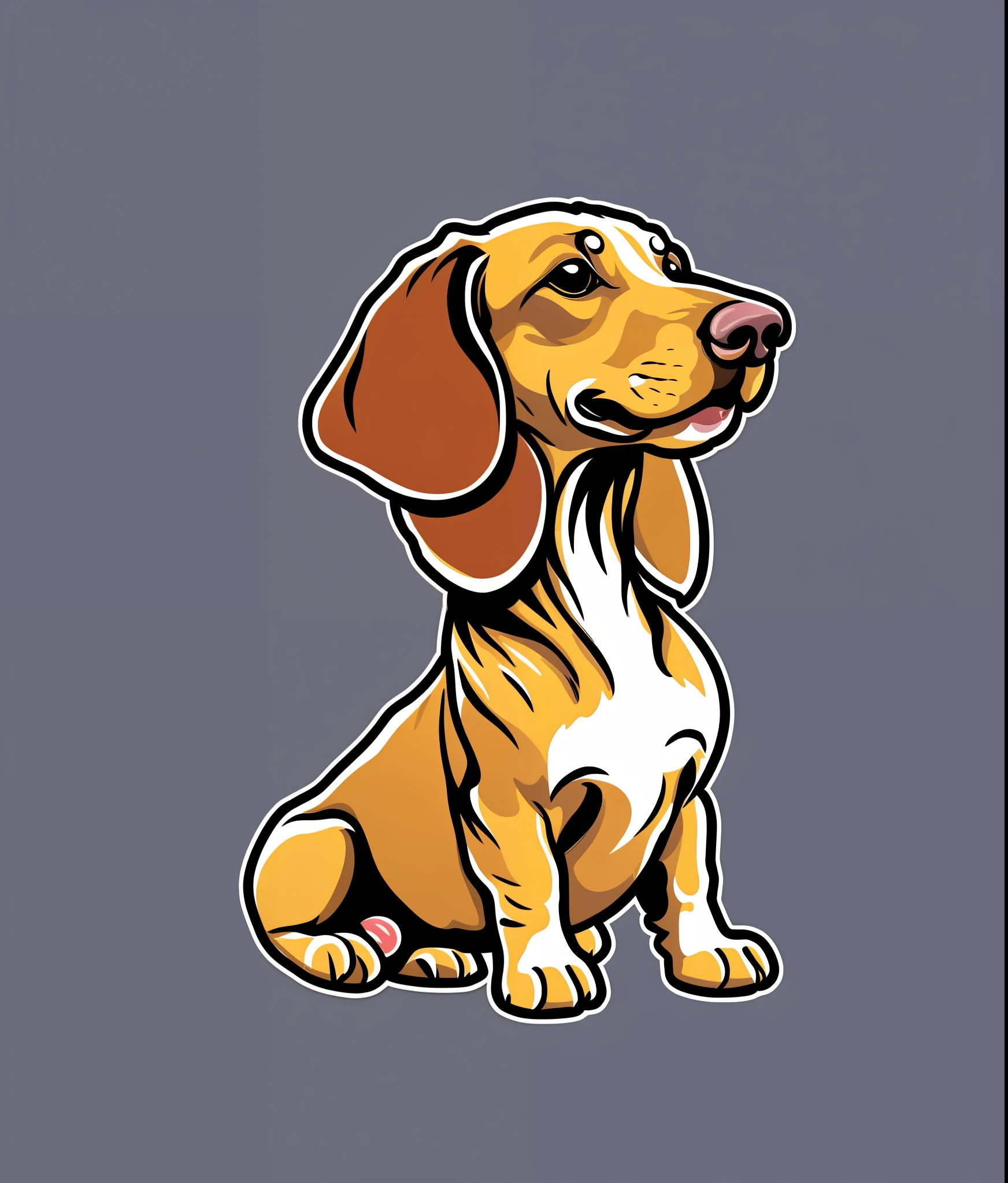 Dachshund breed dog, colorful, vintage style, (t-shirt design), realistic volumetric light of masterpiece