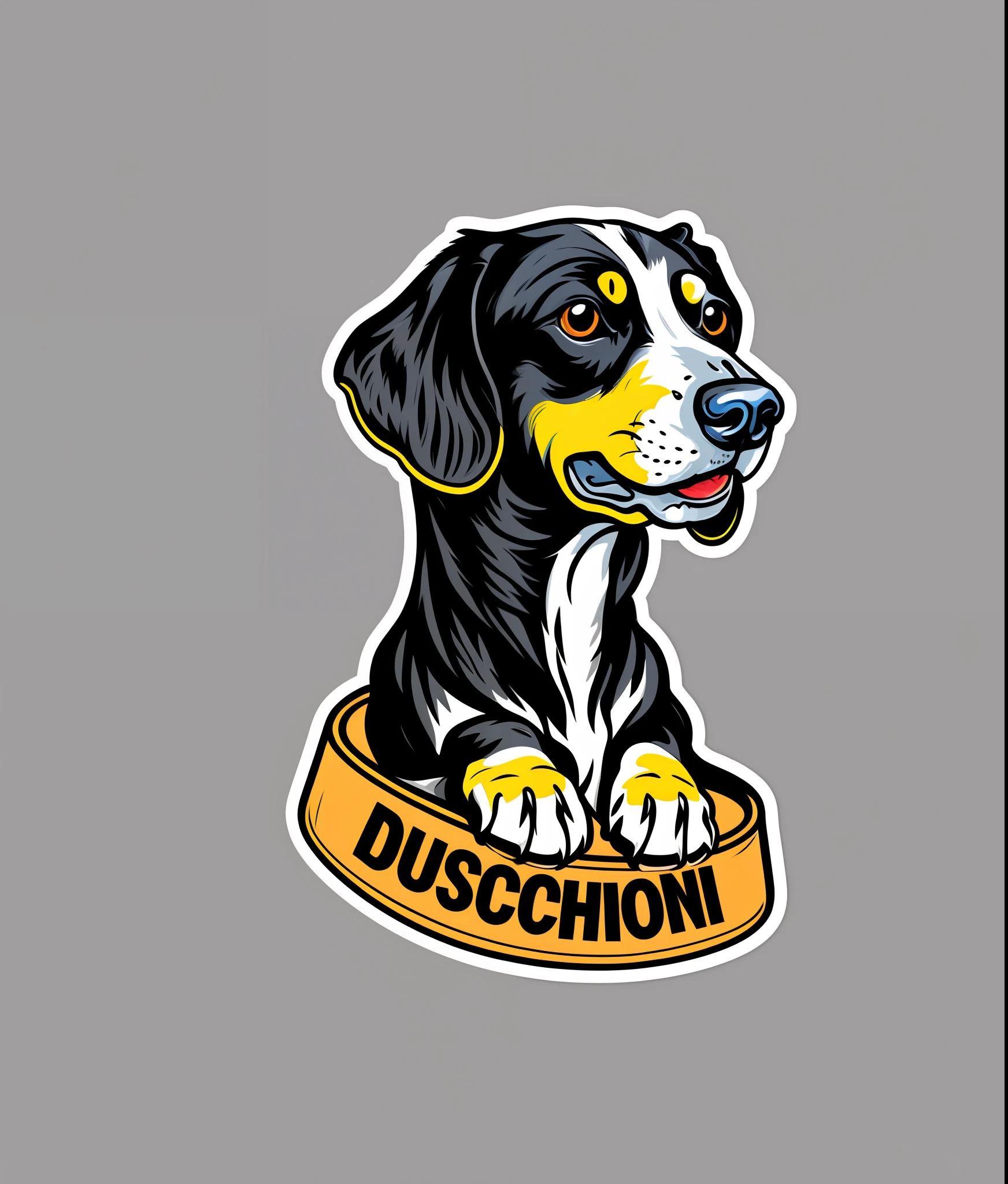 Dachshund breed dog, colorful, vintage style, (t-shirt design), realistic volumetric light of masterpiece