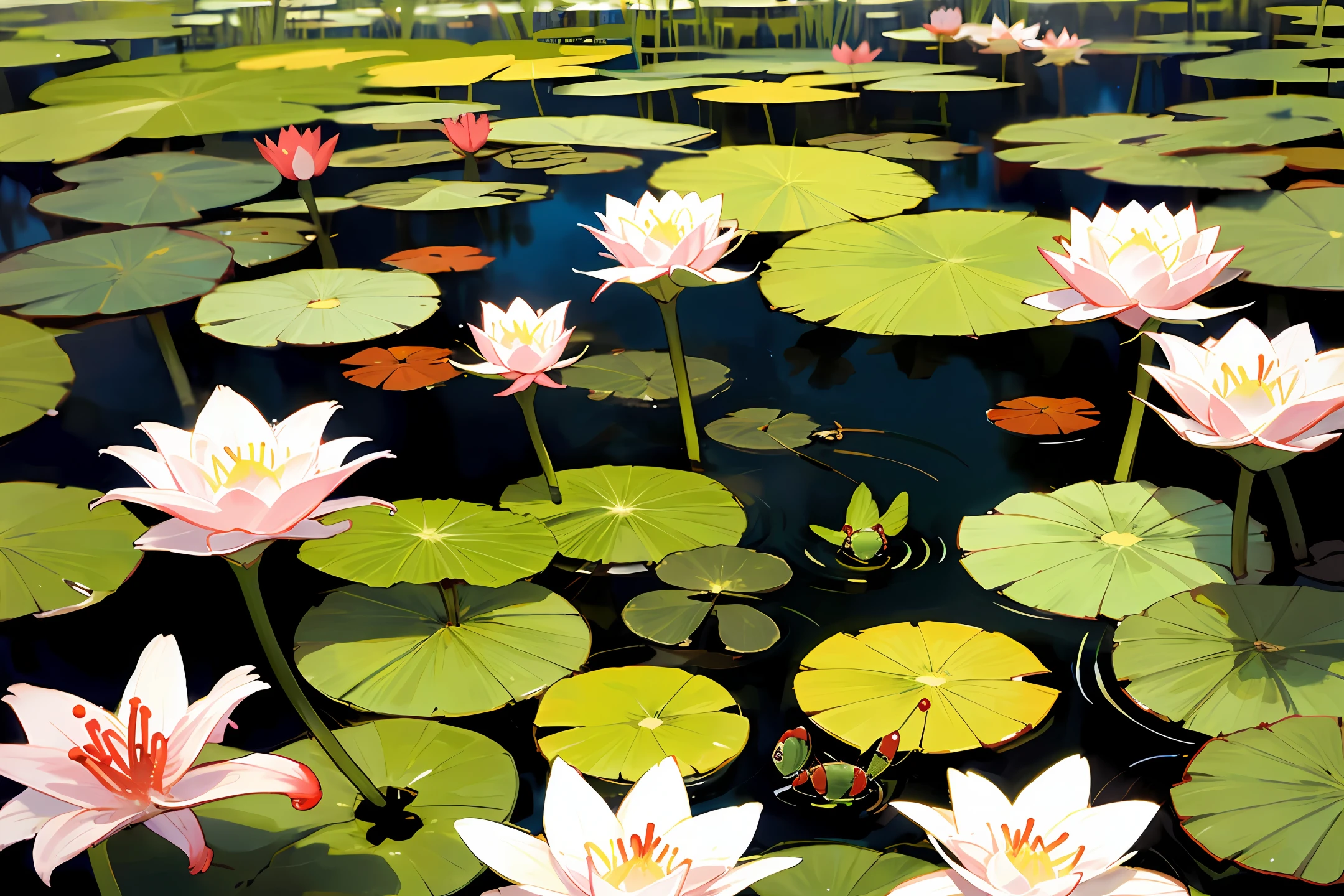 pond small, round, Lilly, insects, cute