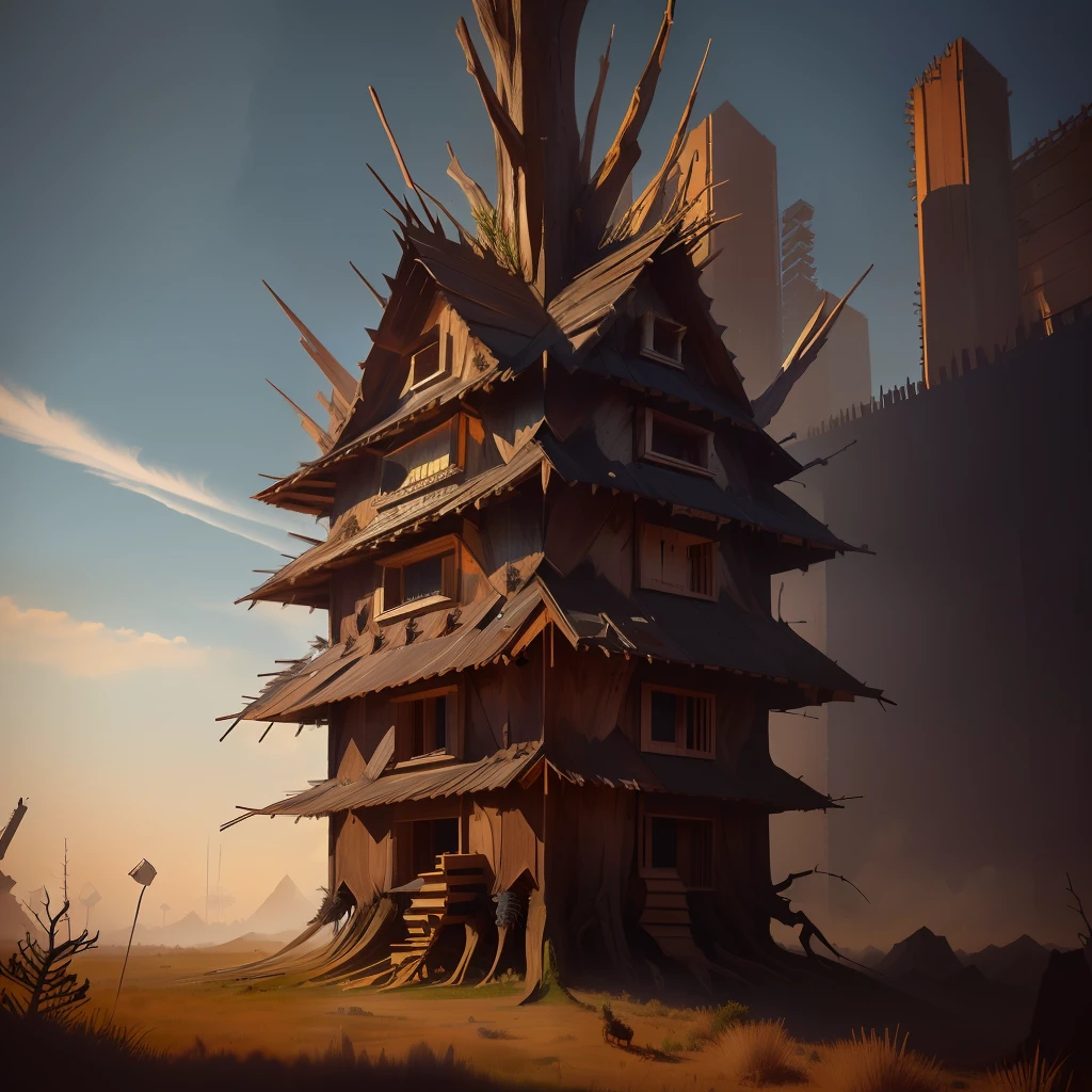 spiky wooden structure with bugs living inside