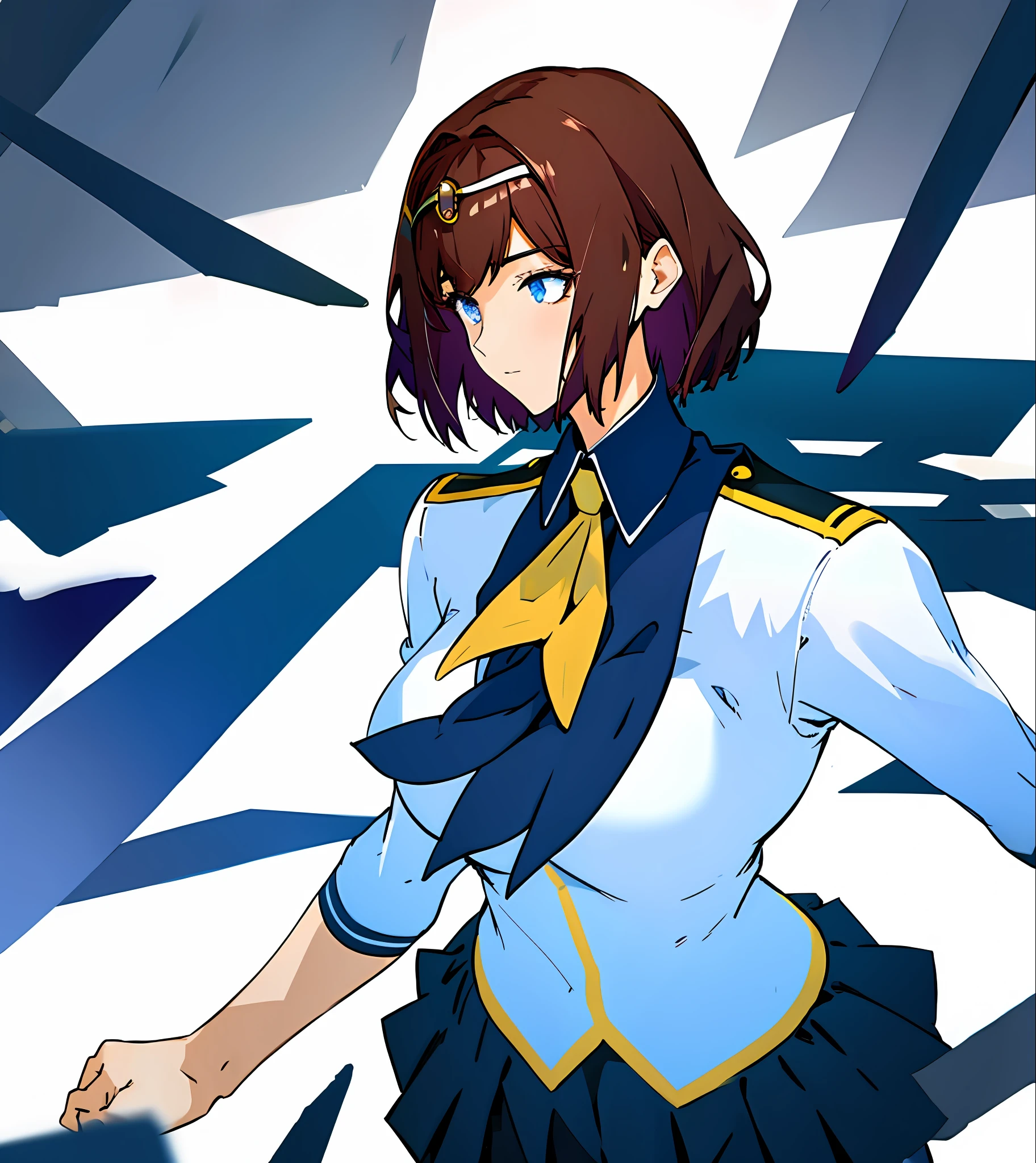 ((masterpiece)),(((best quality))), 1 girl, medium hair, beautiful eyes, environment Scene change, school uniform, charturnbetalora, (simple background, white background: 1.3)