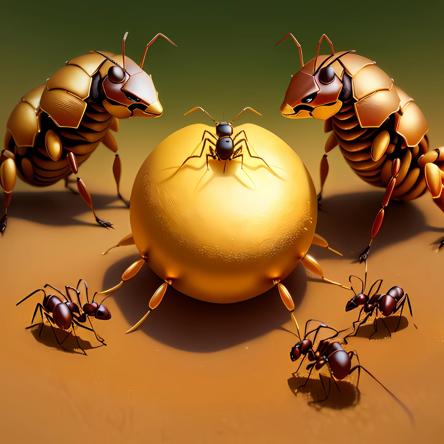 golden beefcake, ant general, ants battling, anthill
